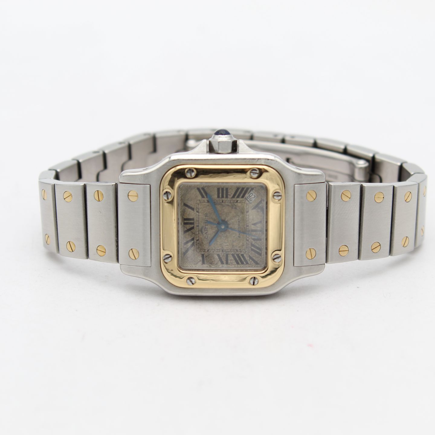Cartier Santos Galbée 2423 (2006) - White dial 35 mm Gold/Steel case (8/8)