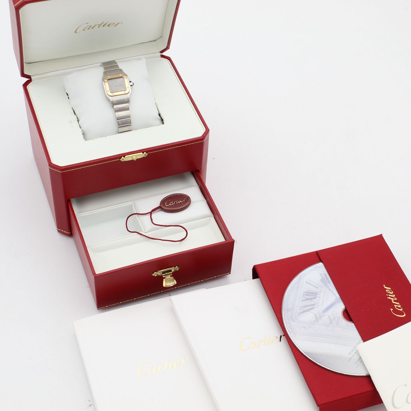 Cartier Santos Galbée 2423 (2006) - White dial 35 mm Gold/Steel case (2/8)