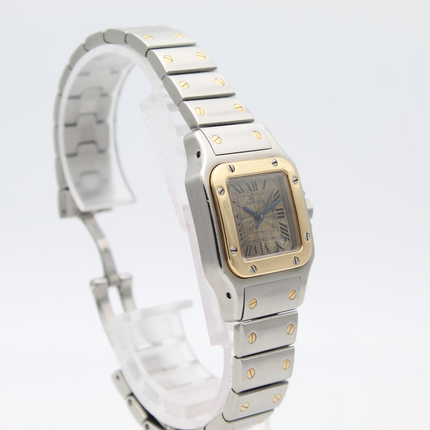 Cartier Santos Galbée 2423 (2006) - White dial 35 mm Gold/Steel case (6/8)