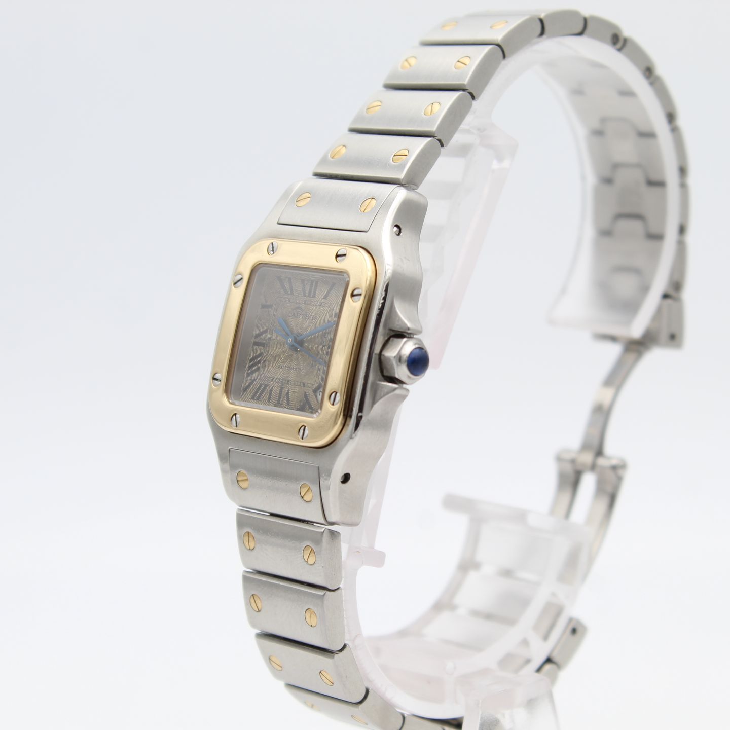 Cartier Santos Galbée 2423 (2006) - White dial 35 mm Gold/Steel case (7/8)