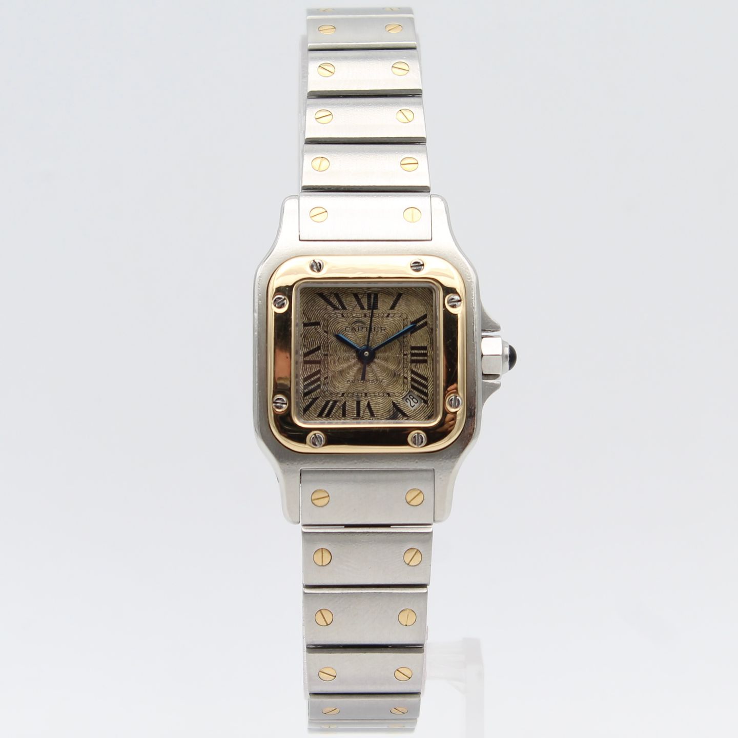 Cartier Santos Galbée 2423 (2006) - White dial 35 mm Gold/Steel case (1/8)