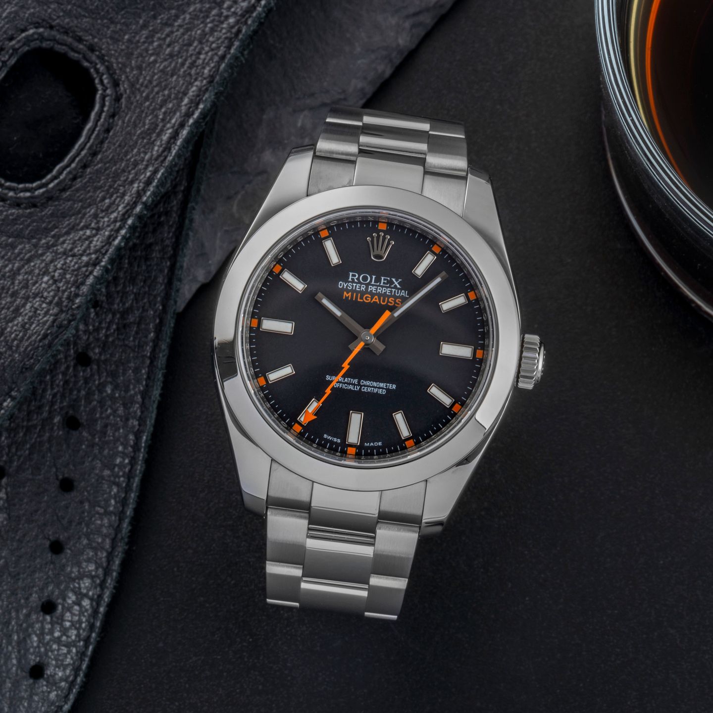Rolex Milgauss 116400 (Onbekend (willekeurig serienummer)) - Zwart wijzerplaat 40mm Staal (1/8)