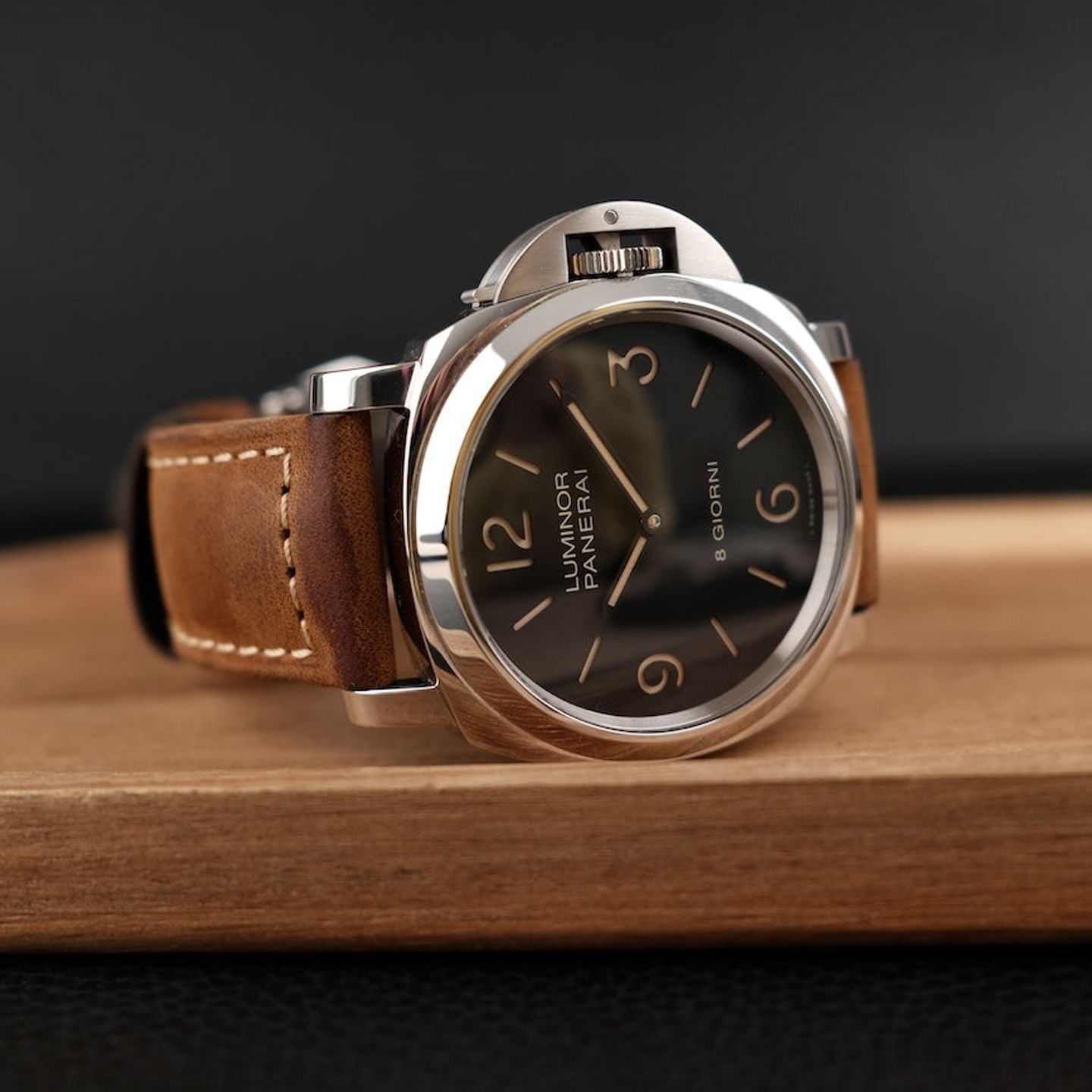 Panerai Luminor Base 8 Days PAM00914 (2021) - Zwart wijzerplaat 44mm Staal (6/8)