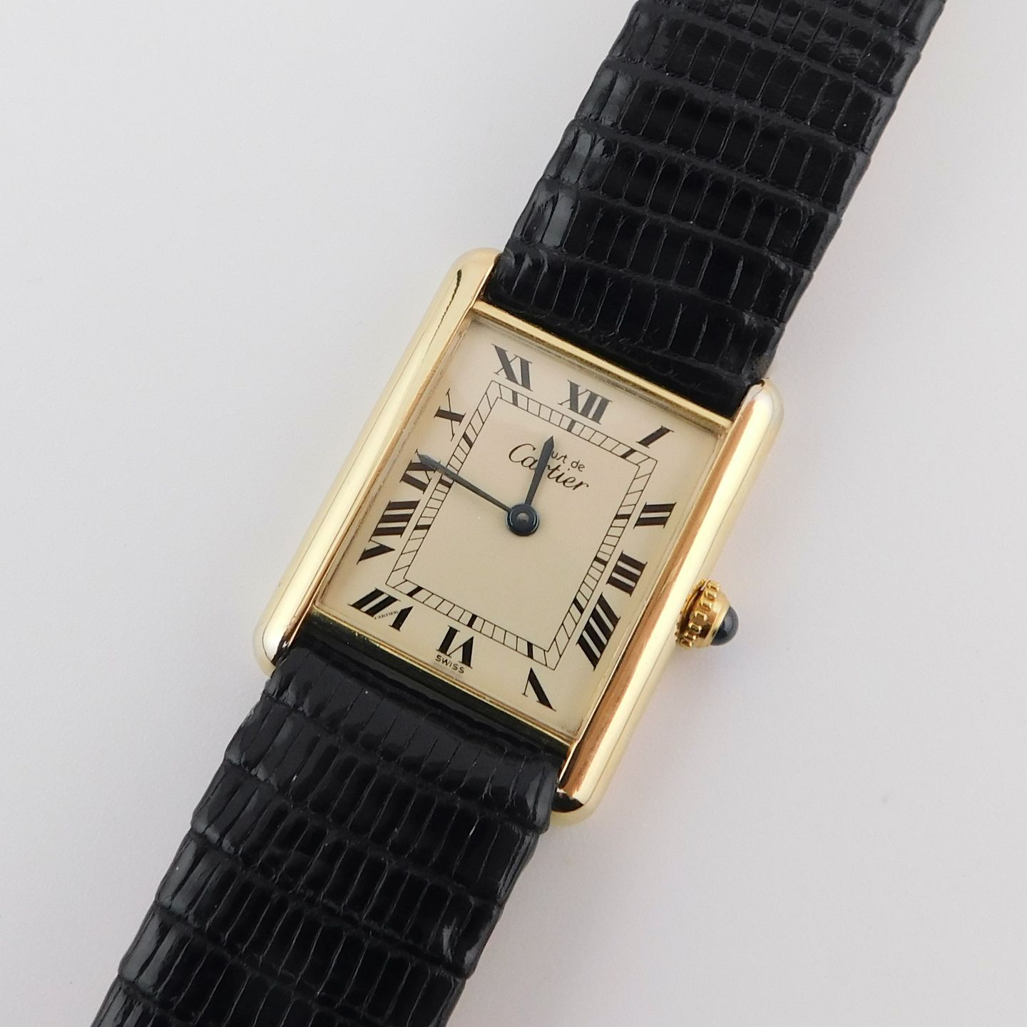 Cartier Tank Vermeil 590005 (1990) - Beige wijzerplaat 23mm Zilver (1/4)