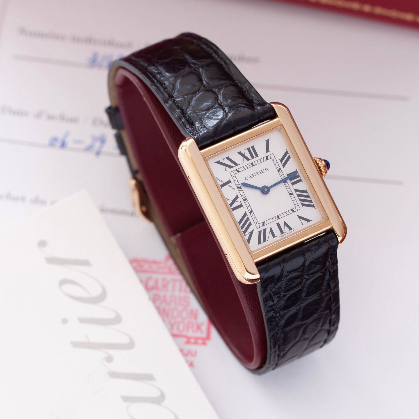 Cartier Tank Solo 3168 (2013) - Silver dial 24 mm Yellow Gold case (5/8)