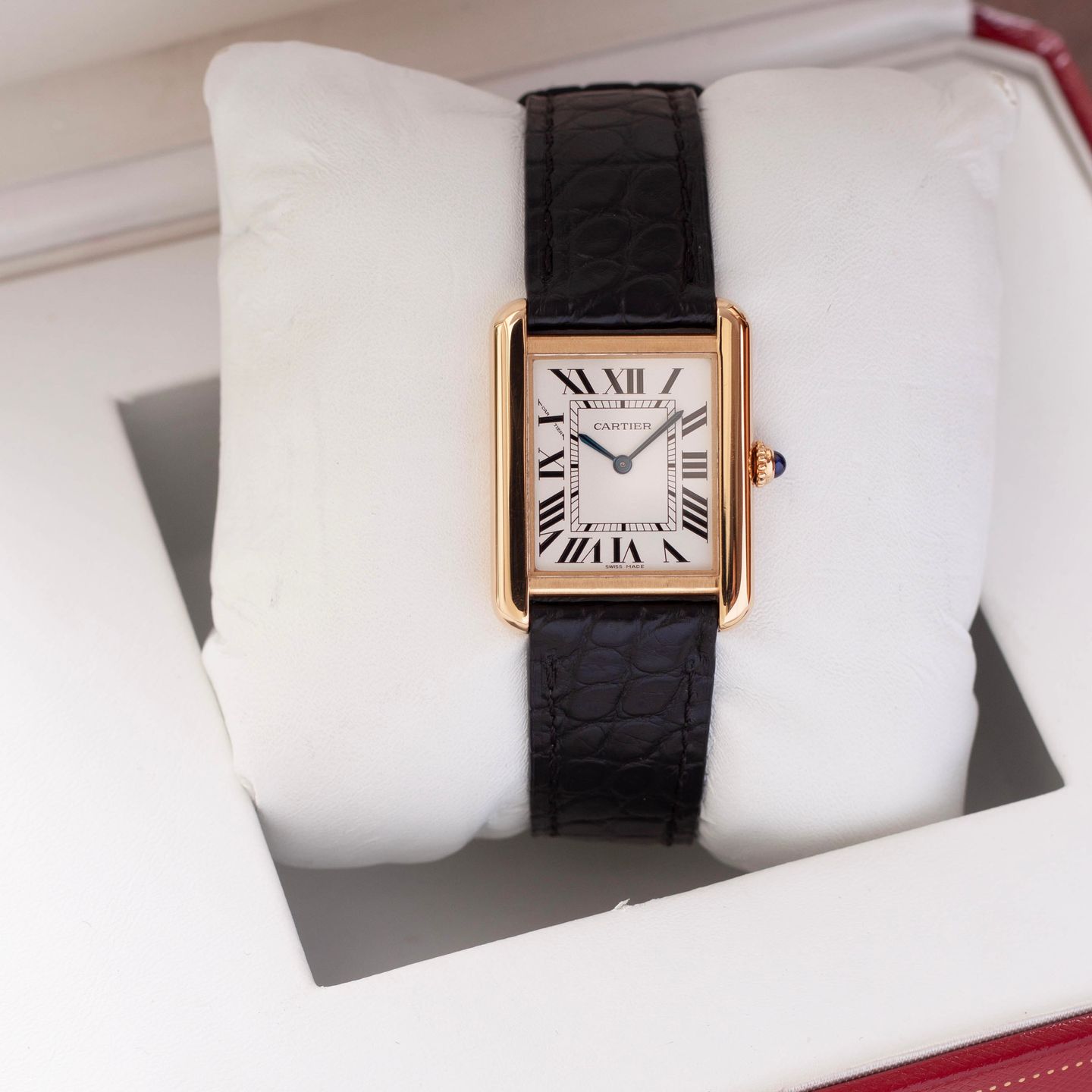 Cartier Tank Solo 3168 (2013) - Silver dial 24 mm Yellow Gold case (4/8)