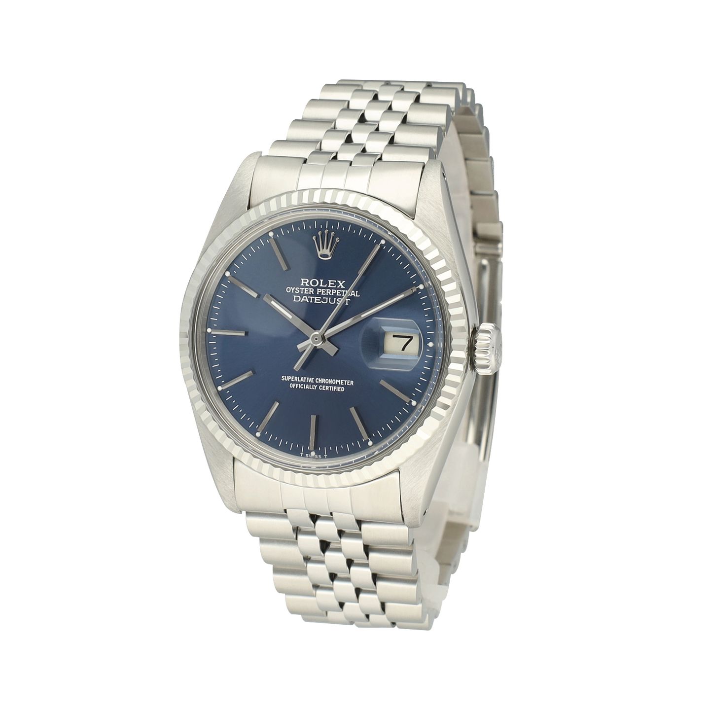 Rolex Datejust 36 16014 (1985) - Blauw wijzerplaat 36mm Staal (3/8)