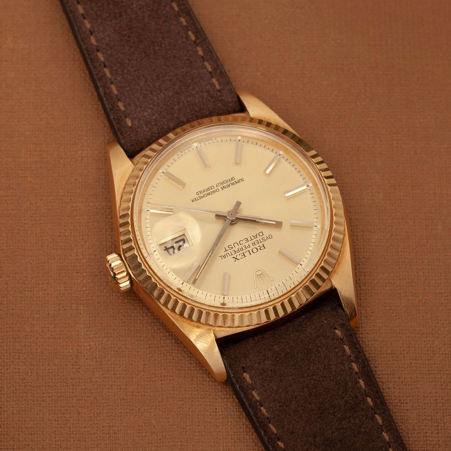 Rolex Datejust 1601/8 (1973) - Champagne dial 36 mm Yellow Gold case (5/8)