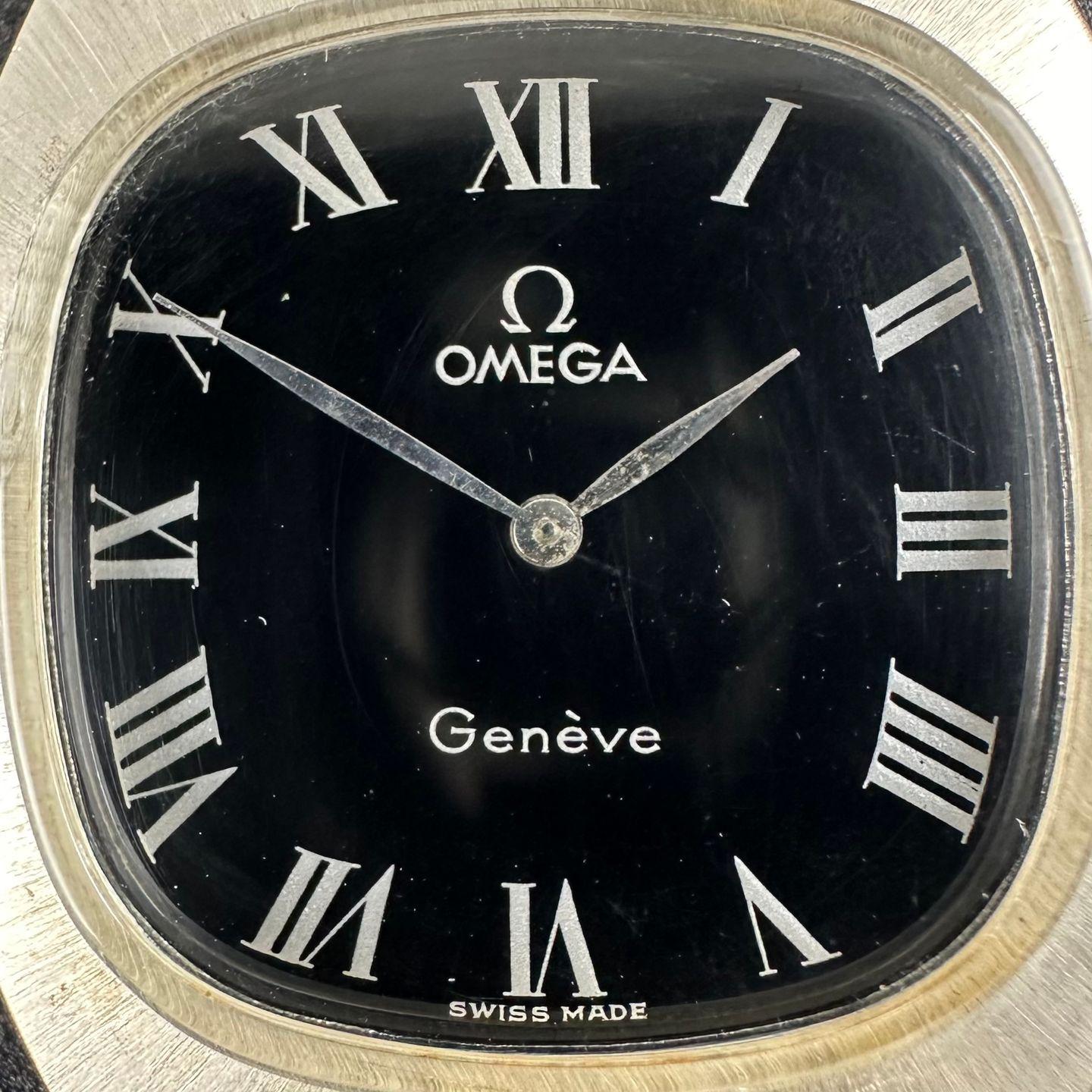 Omega Genève 111.0123 (1973) - Zwart wijzerplaat 33mm Staal (8/8)