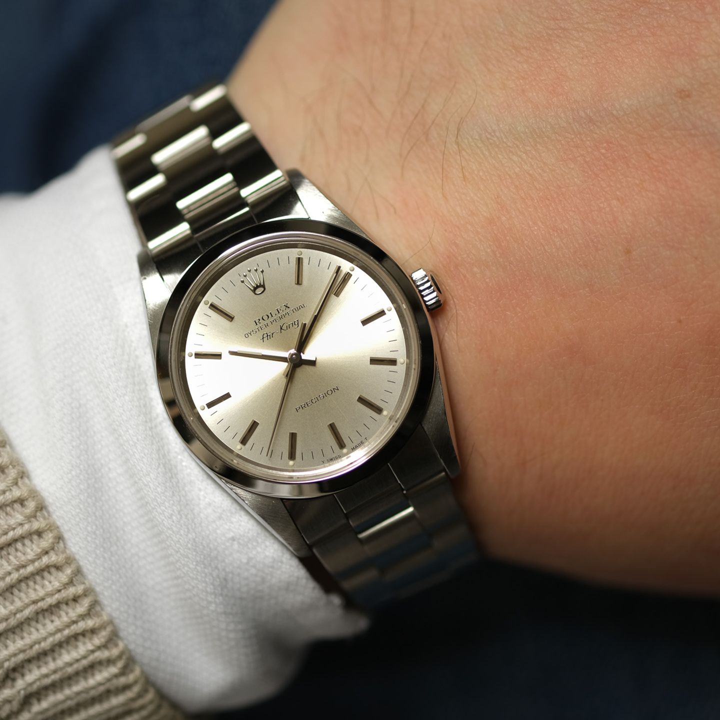 Rolex Air-King 14000 (1991) - Silver dial 34 mm Steel case (1/8)