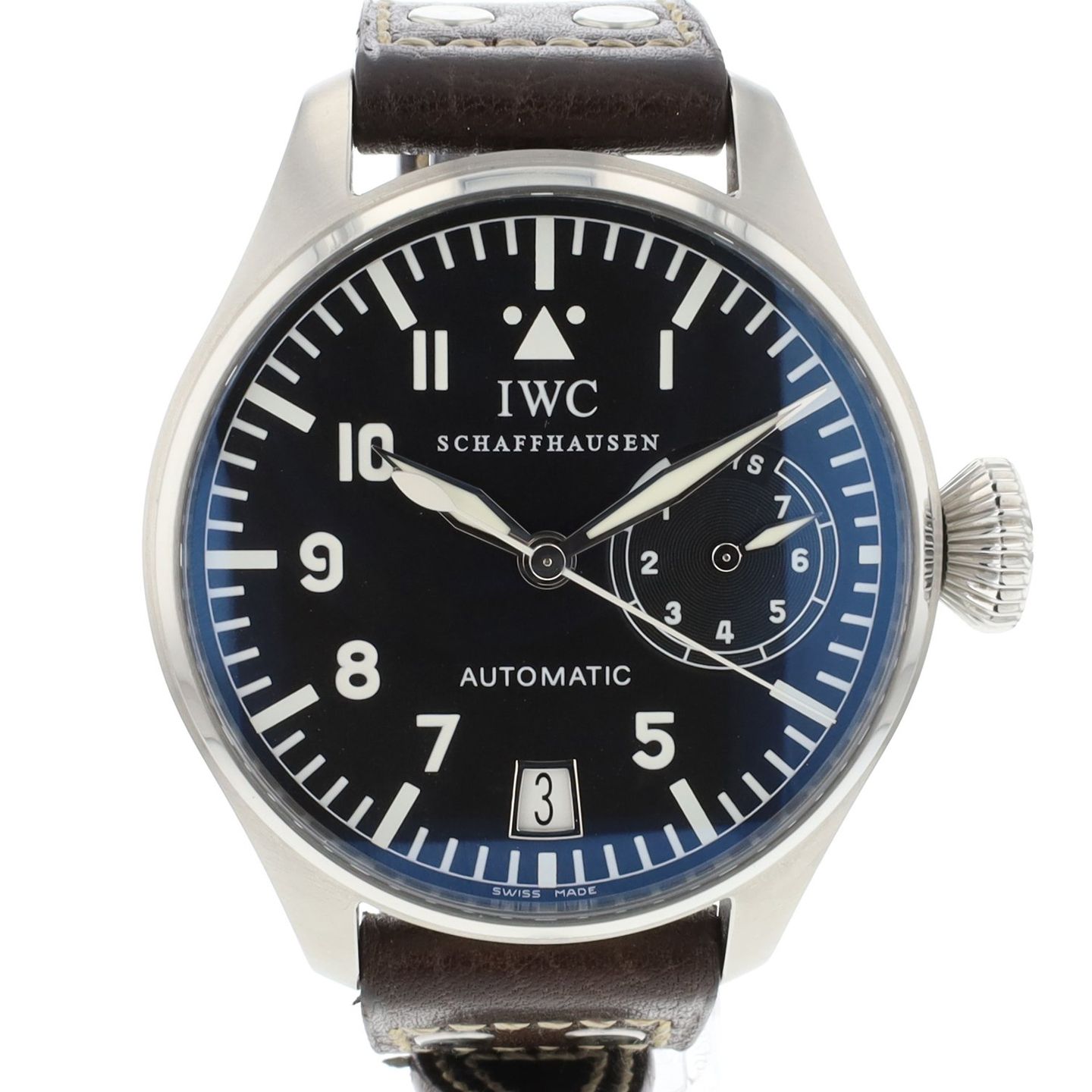 IWC Big Pilot IW500201 (2004) - Zwart wijzerplaat 46mm Staal (1/6)