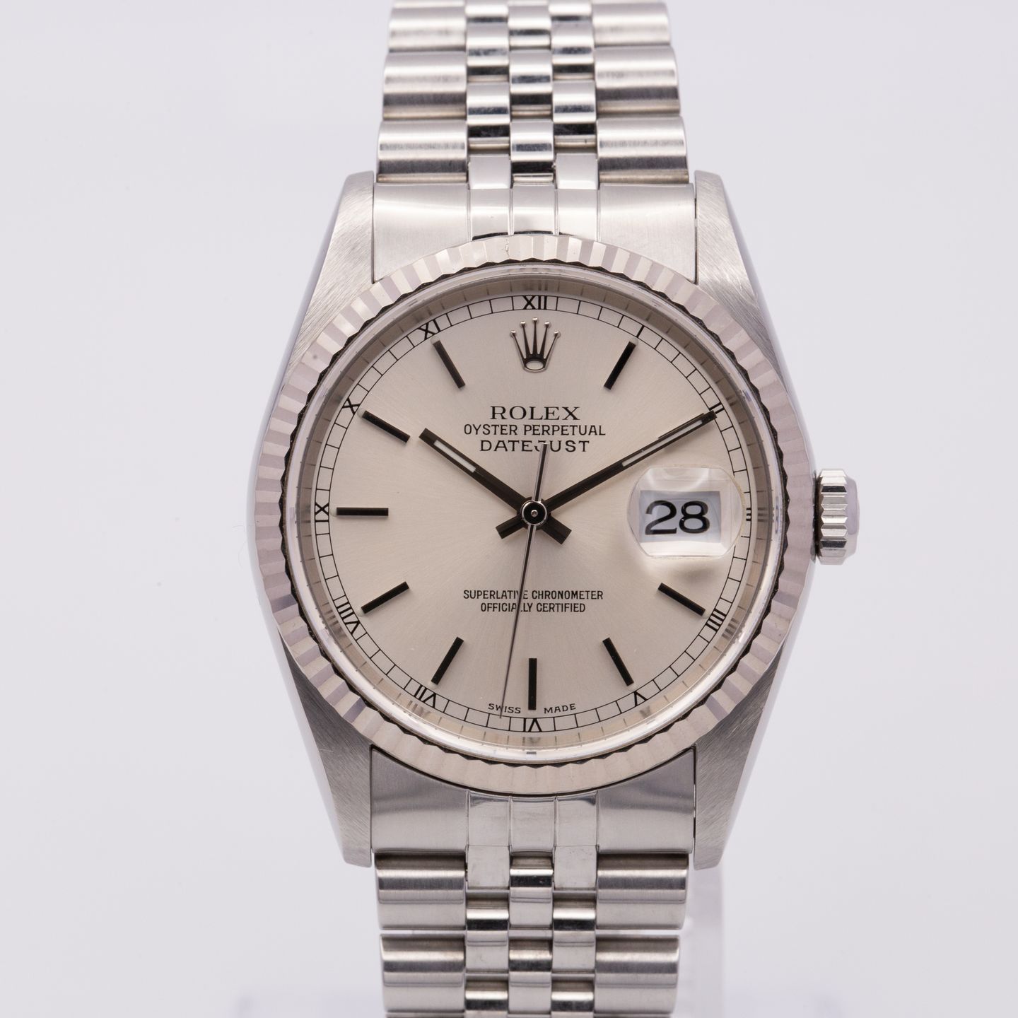 Rolex Datejust 36 16234 (2000) - Zilver wijzerplaat 36mm Staal (1/8)