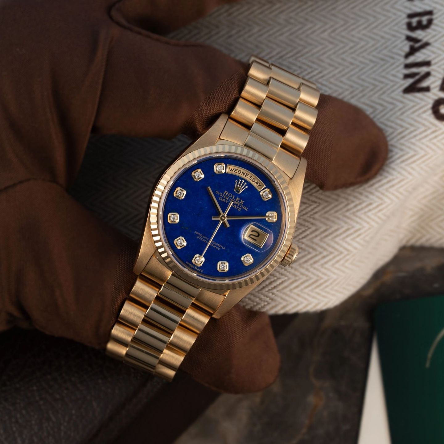 Rolex Day-Date 36 18238 (1989) - Blue dial 36 mm Yellow Gold case (4/8)