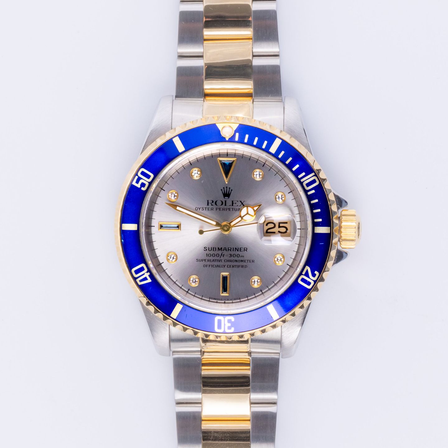 Rolex Submariner Date 16613 (1993) - Grey dial 40 mm Gold/Steel case (3/8)