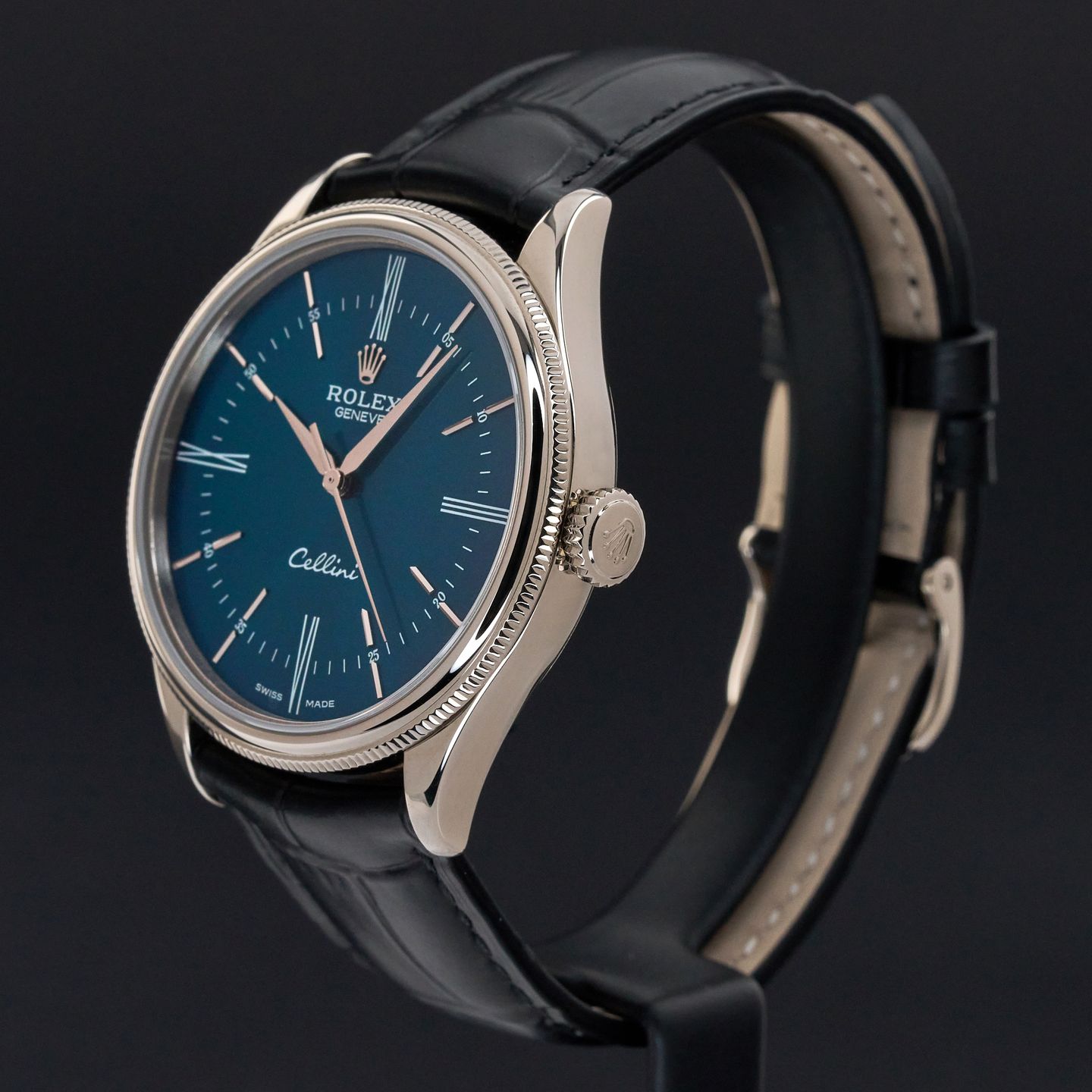 Rolex Cellini Time 50509 (2016) - Blue dial 39 mm White Gold case (4/8)
