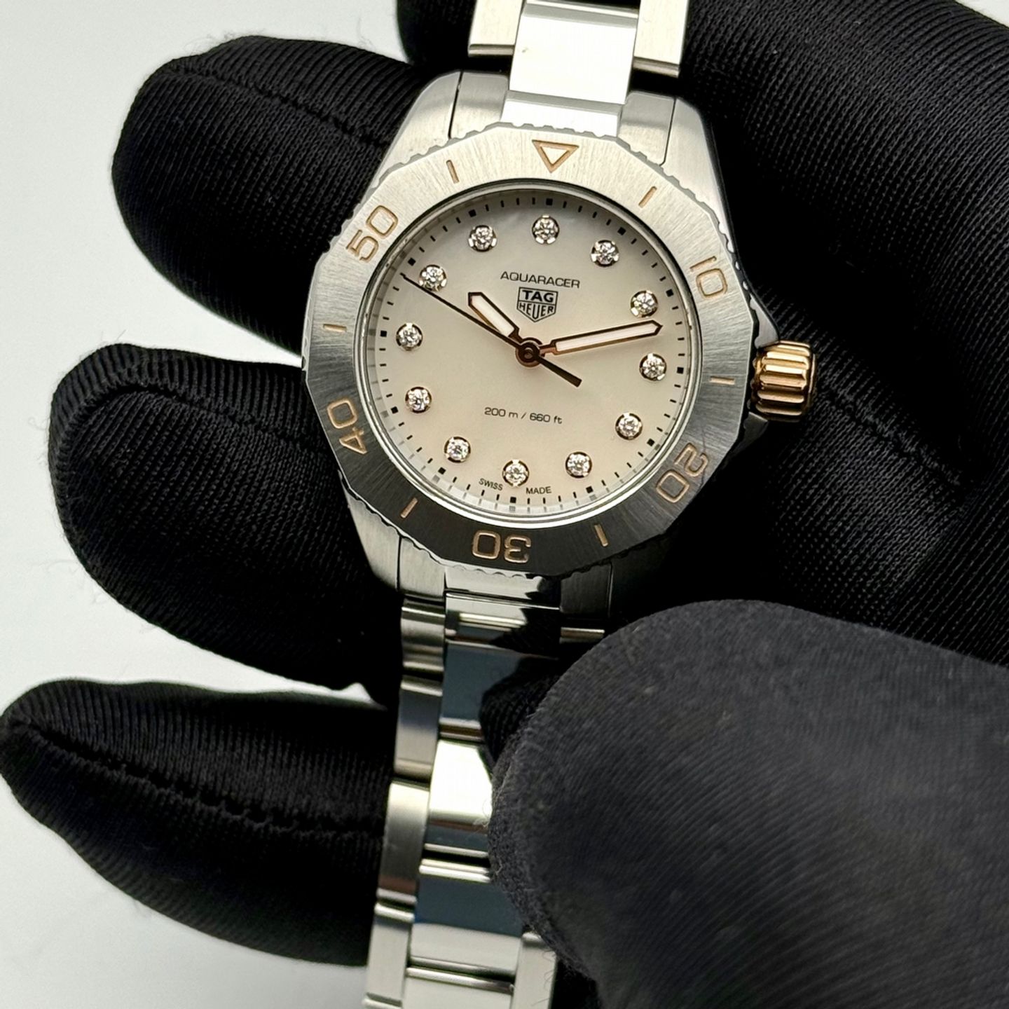 TAG Heuer Aquaracer Lady WBP1450.BA0622 (2022) - White dial 30 mm Steel case (3/8)