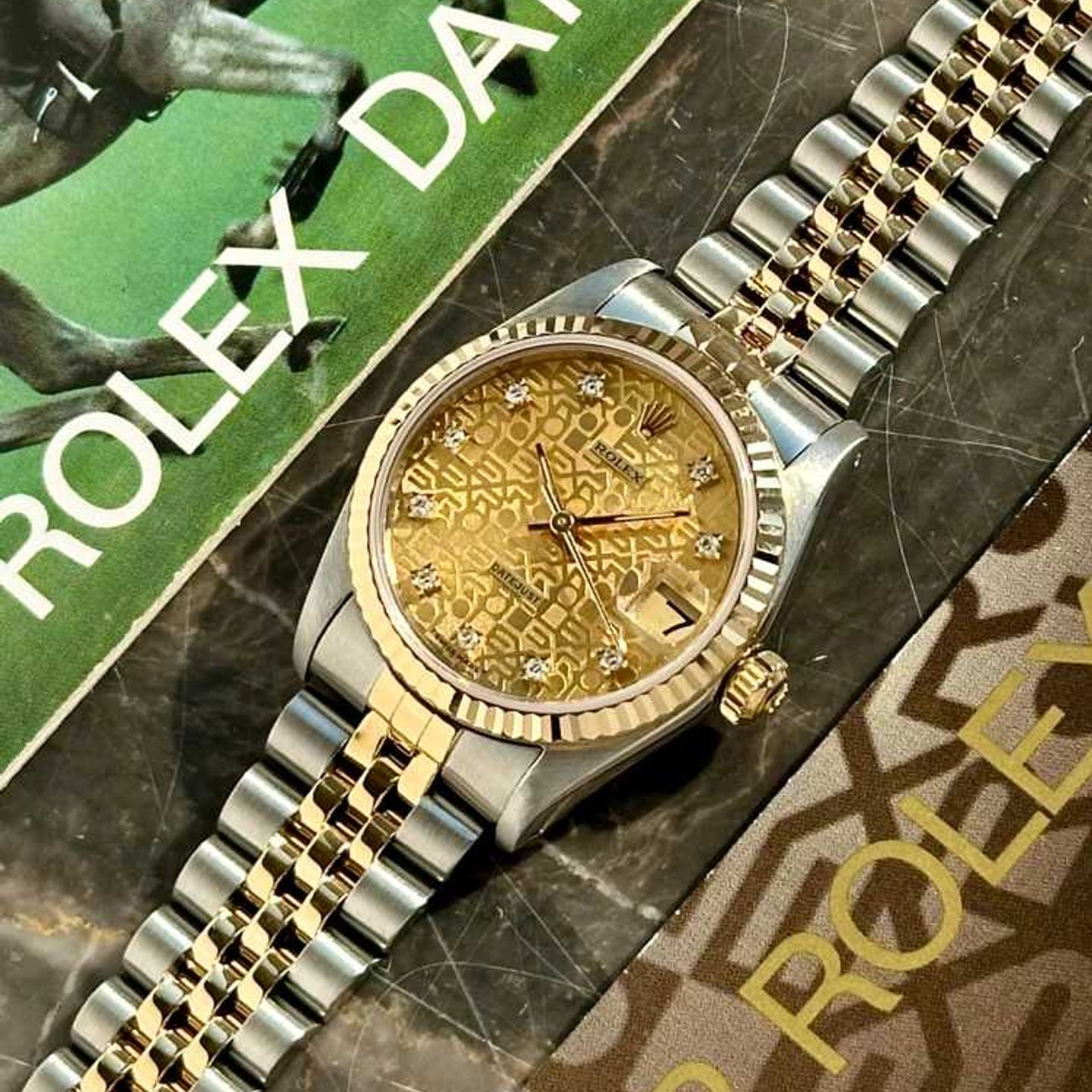 Rolex Datejust 31 68273 (1984) - Gold dial 31 mm Gold/Steel case (5/8)