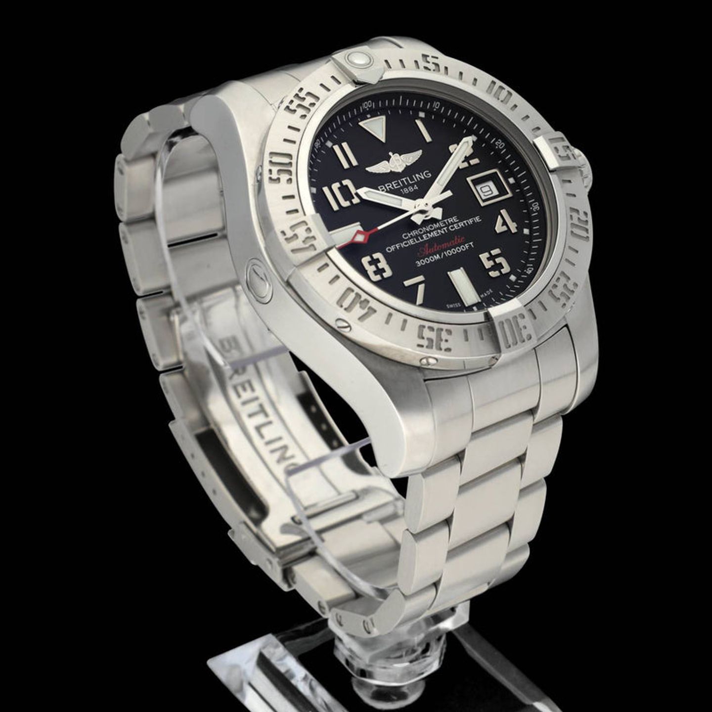 Breitling Avenger II Seawolf A17331 (2015) - Black dial 45 mm Steel case (4/7)