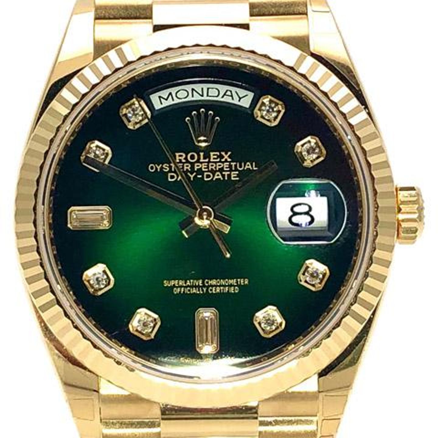Rolex Day-Date 36 128238 (2022) - Green dial 36 mm Yellow Gold case (1/8)