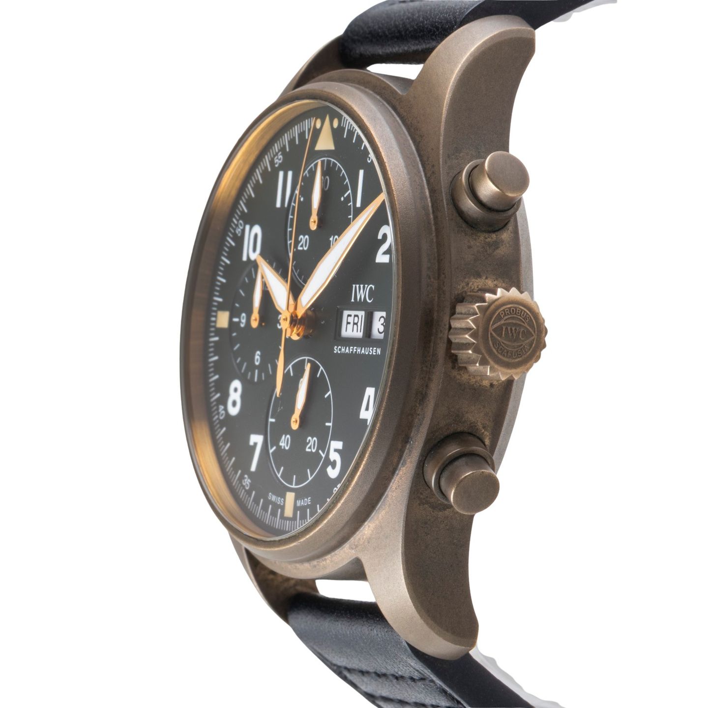 IWC Pilot Spitfire Chronograph IW387902 (Unknown (random serial)) - Green dial 41 mm Bronze case (6/8)