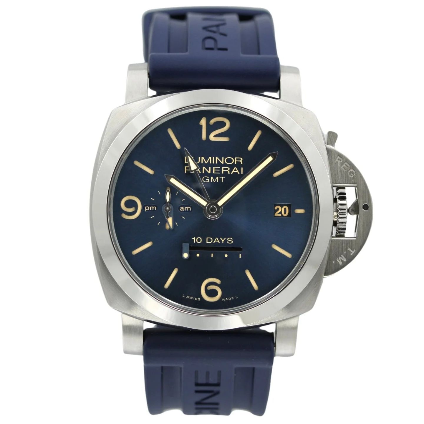 Panerai Luminor 1950 10 Days GMT PAM00689 (2016) - Blauw wijzerplaat 44mm Staal (1/2)