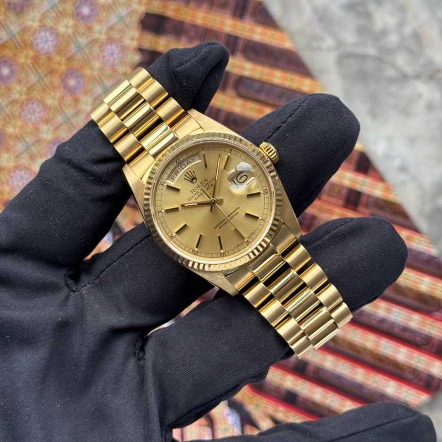 Rolex Day-Date 18038 (1987) - Goud wijzerplaat 36mm Geelgoud (7/8)