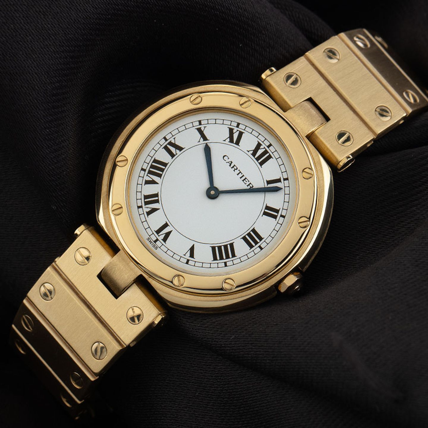 Cartier Santos 8191 (1982) - Wit wijzerplaat 27mm Geelgoud (3/8)