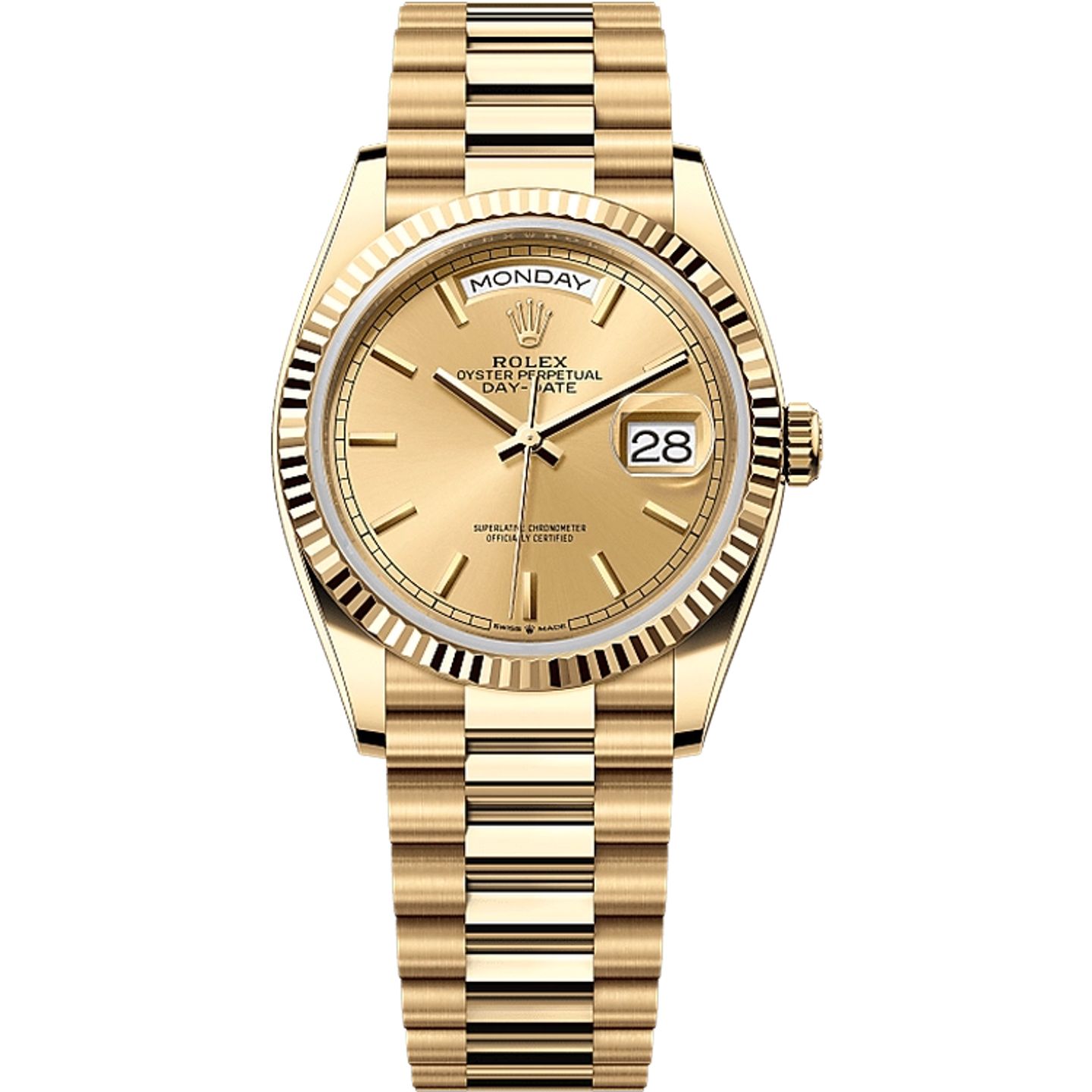 Rolex Day-Date 36 128238 (2025) - Champagne wijzerplaat 36mm Geelgoud (1/1)