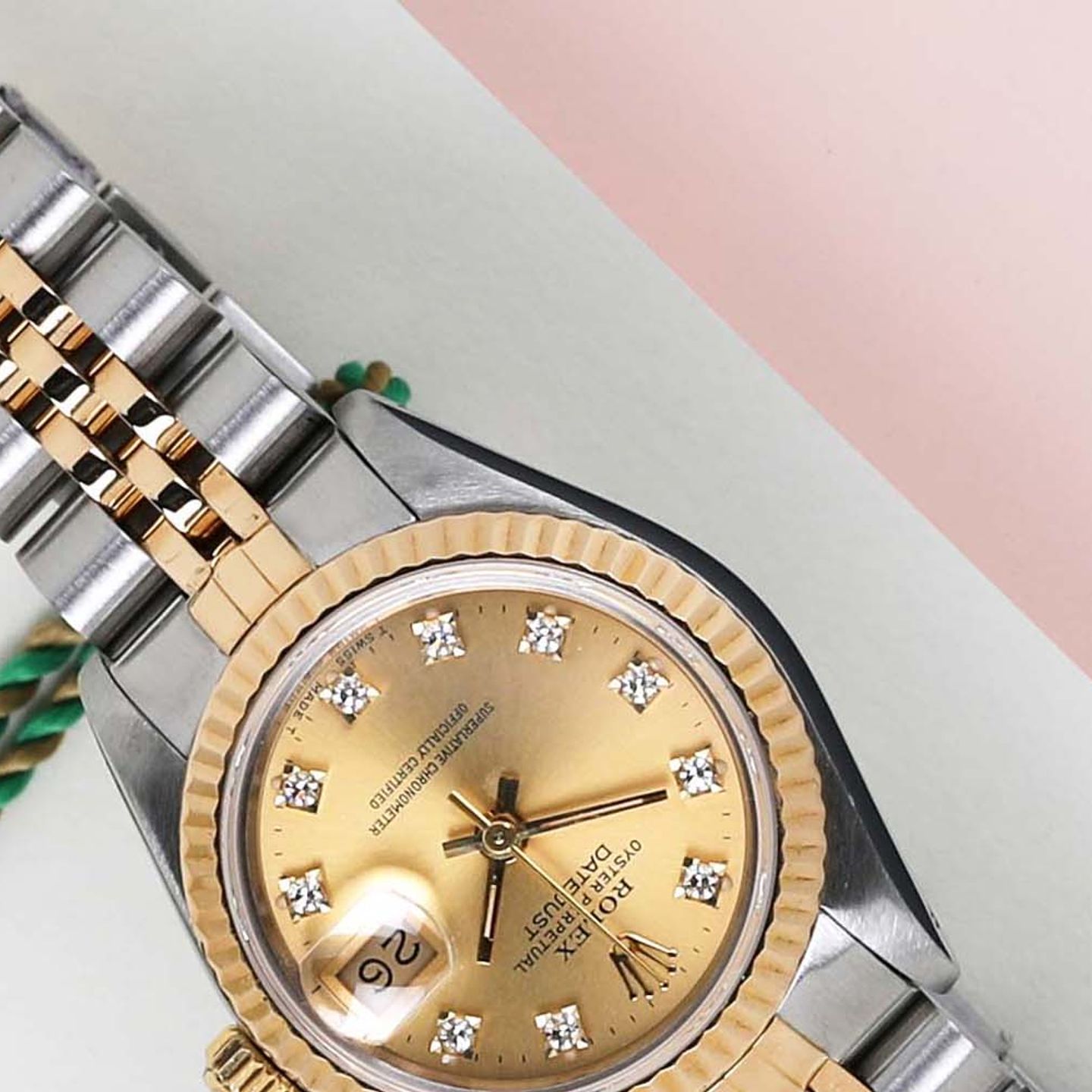 Rolex Lady-Datejust 69173 (1991) - Champagne wijzerplaat 26mm Goud/Staal (3/7)