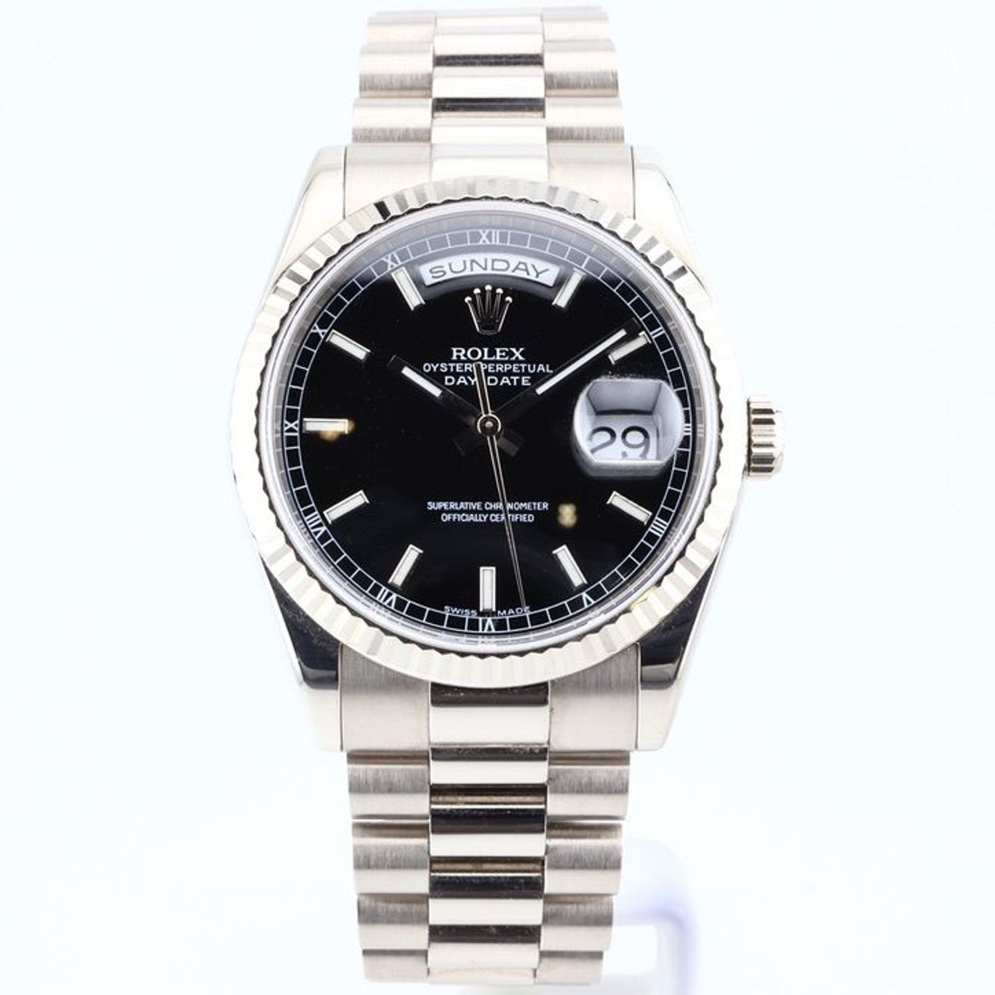 Rolex Day-Date 36 118239 (2009) - Black dial 36 mm White Gold case (3/4)