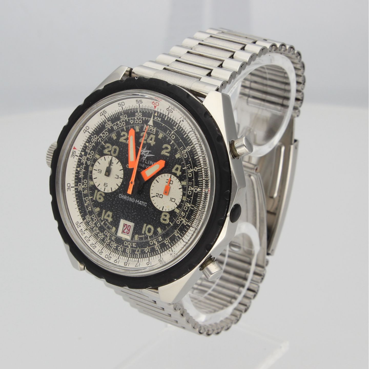 Breitling Chrono-Matic 1809 (1968) - Black dial 48 mm Steel case (3/8)