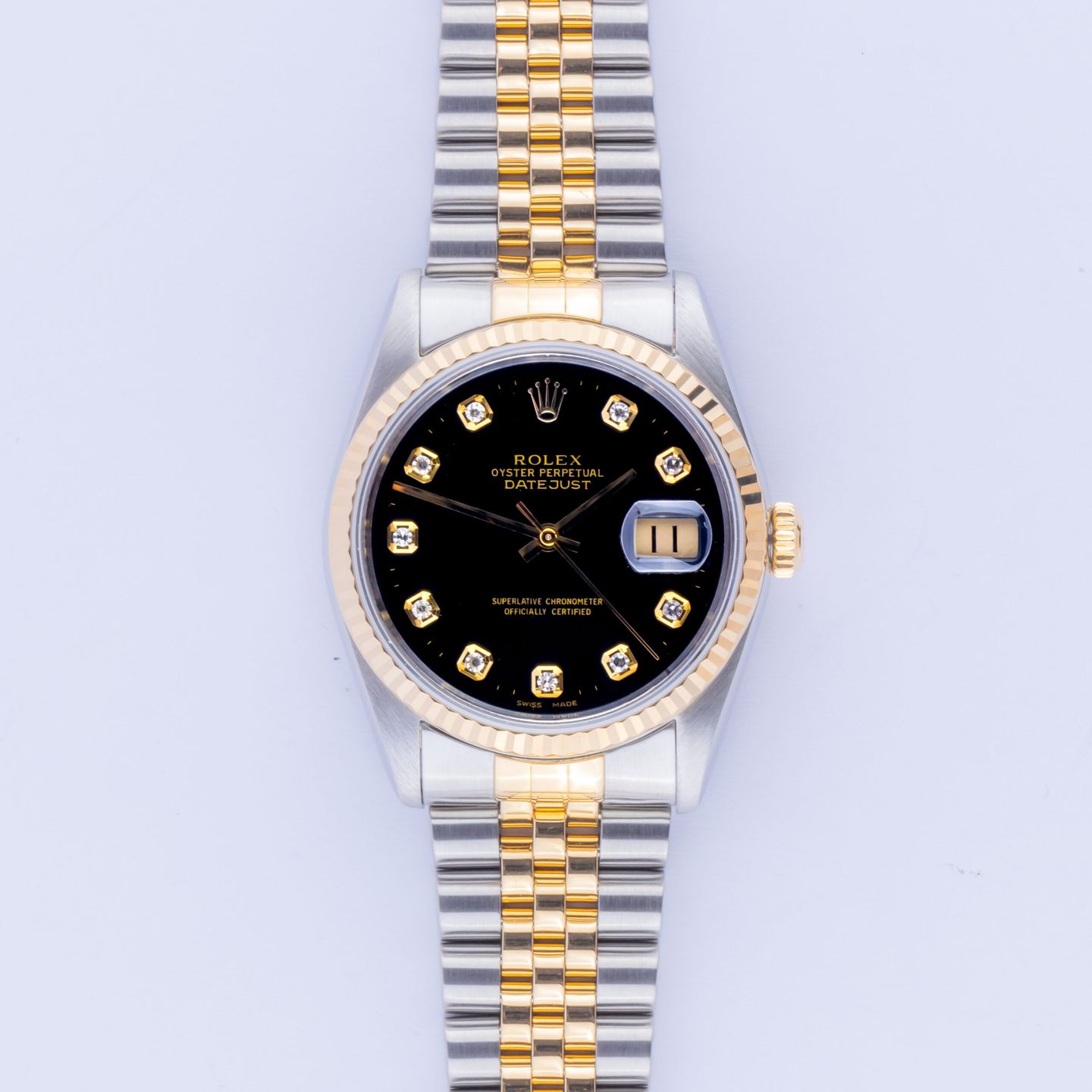 Rolex Datejust 36 16233 (1995) - Zwart wijzerplaat 36mm Goud/Staal (3/8)