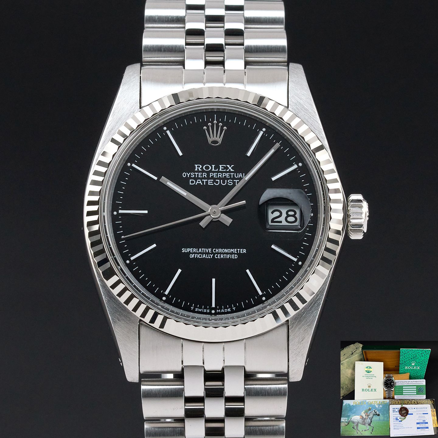 Rolex Datejust 36 16014 (1986) - Zwart wijzerplaat 36mm Staal (1/8)