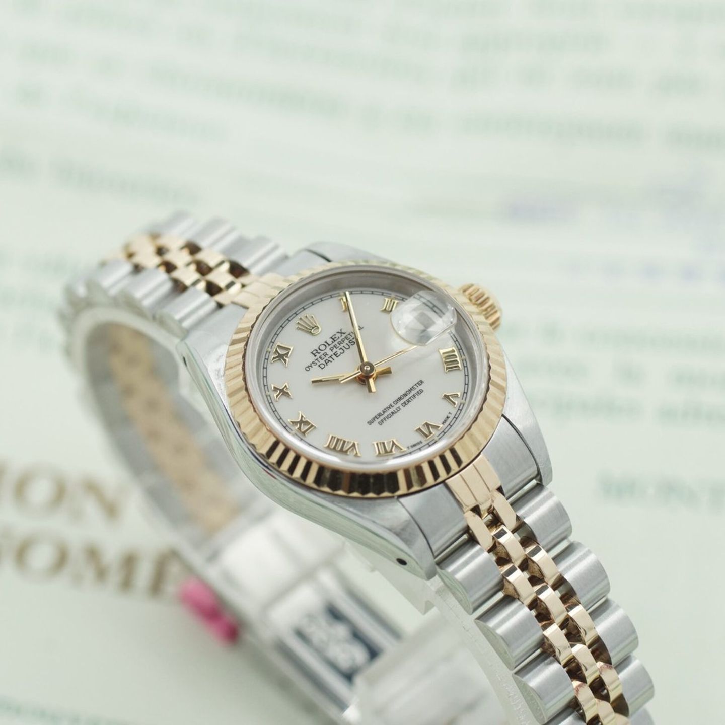 Rolex Lady-Datejust 69173 (1982) - Beige dial 26 mm Gold/Steel case (1/8)