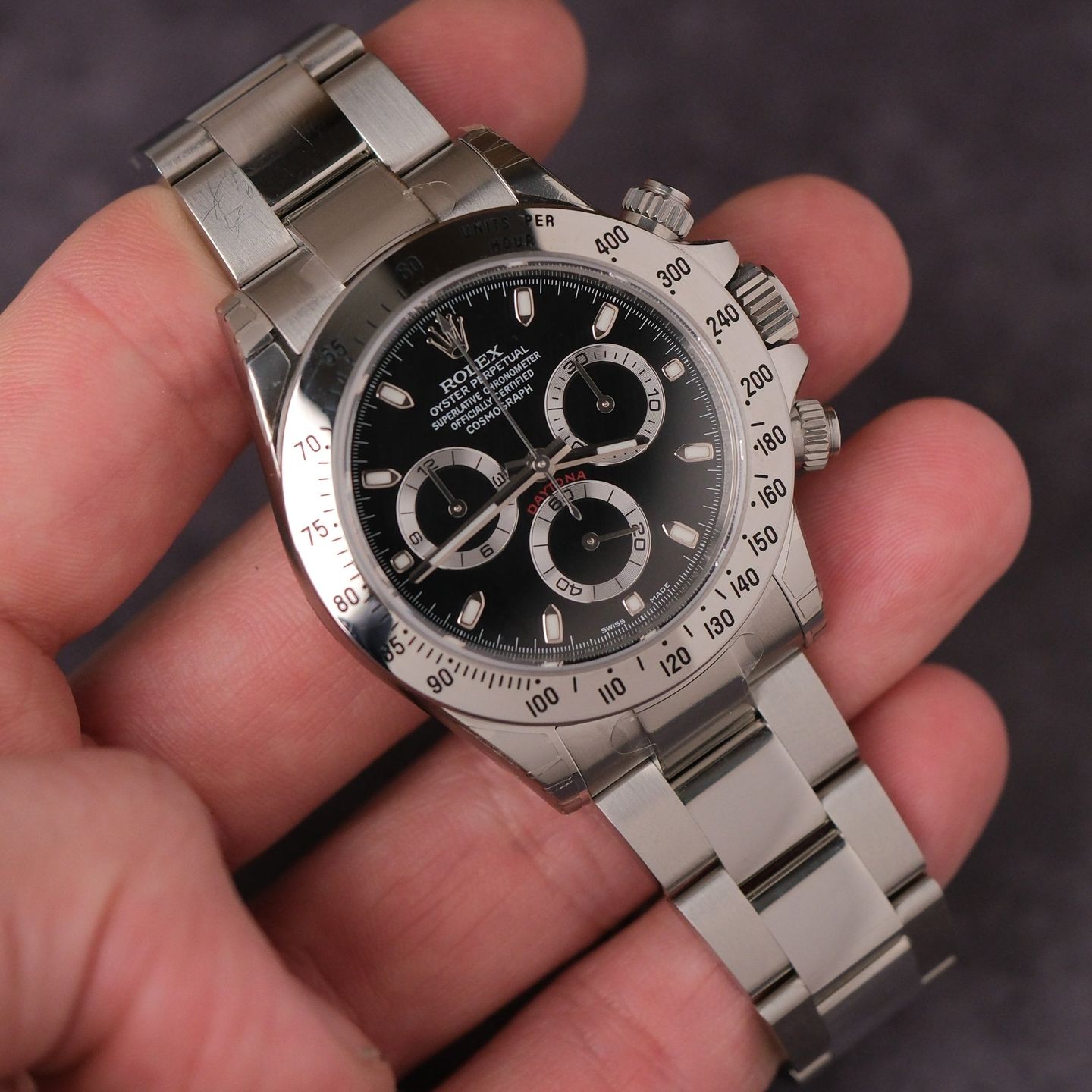 Rolex Daytona 116520 (Unknown (random serial)) - Black dial 40 mm Steel case (1/6)
