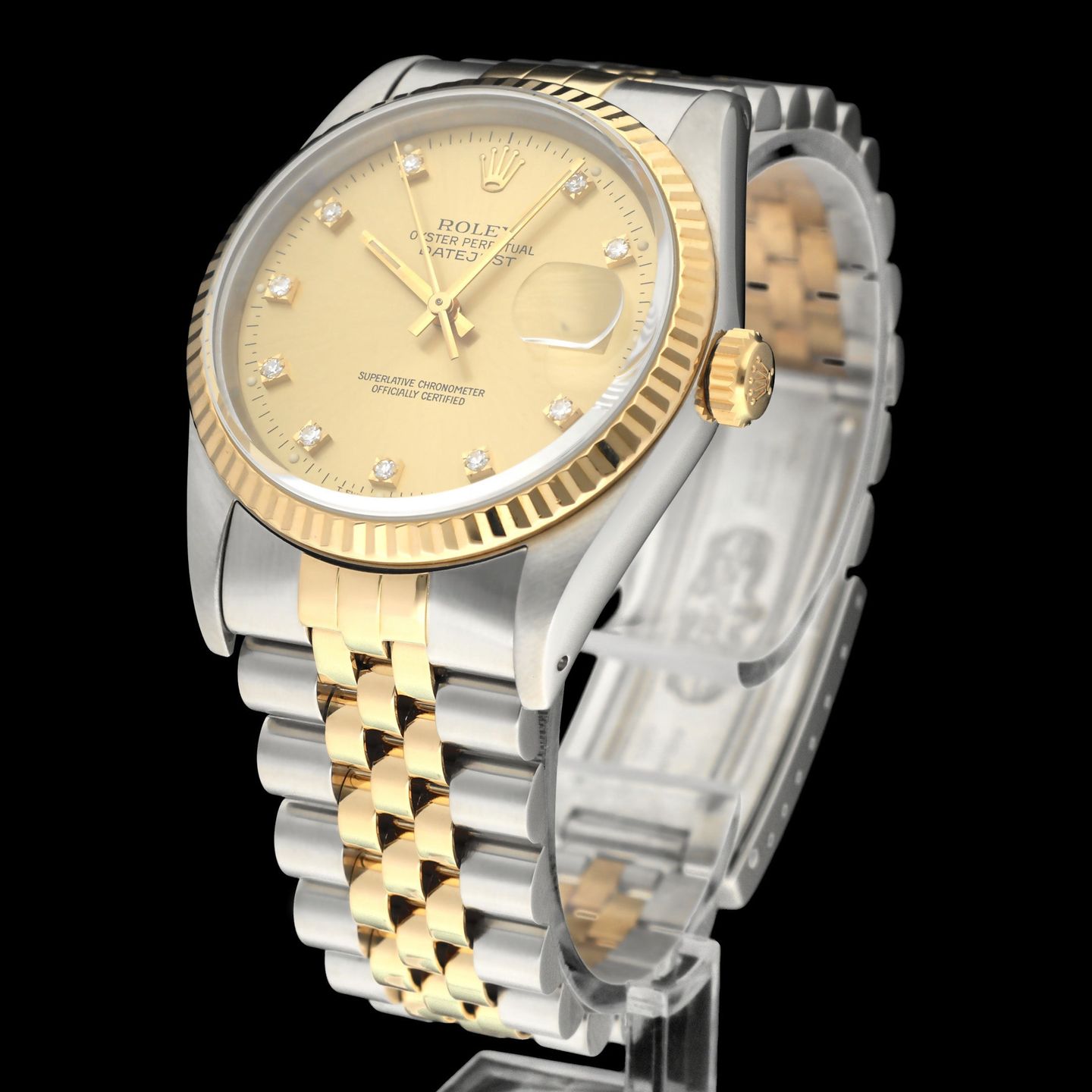 Rolex Datejust 36 16233G (1990) - Champagne dial 36 mm Gold/Steel case (4/8)