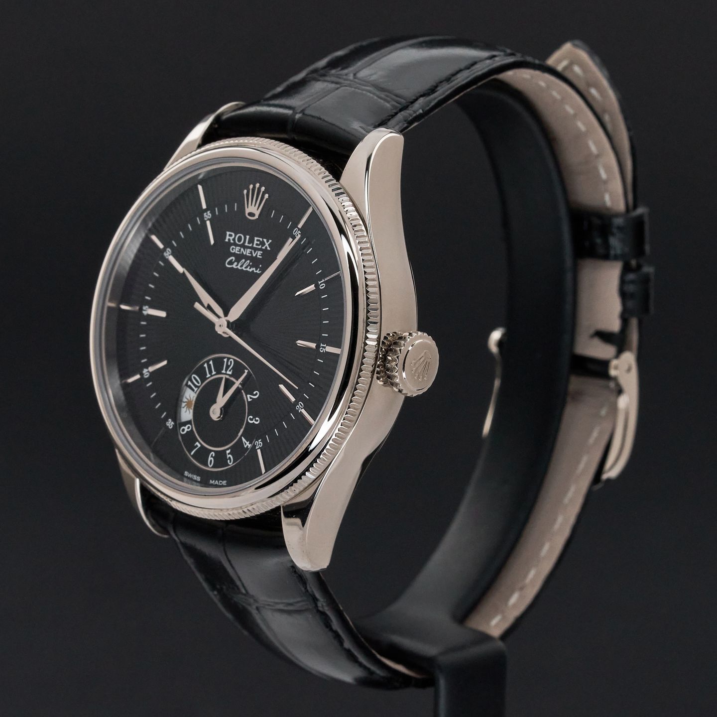 Rolex Cellini Dual Time 50529 (2020) - Black dial 39 mm White Gold case (4/8)