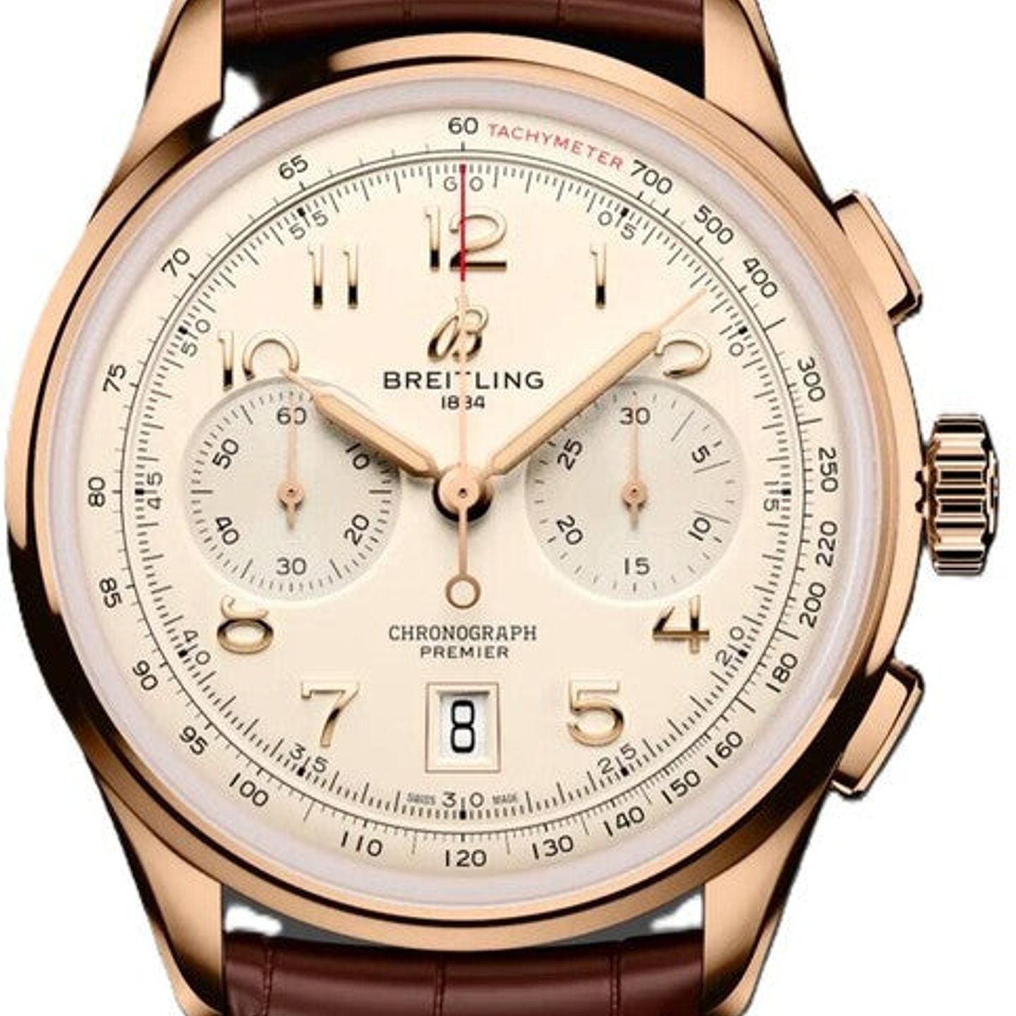 Breitling Premier RB0145371G1P2 (2026) - Geel wijzerplaat 42mm Roségoud (1/1)