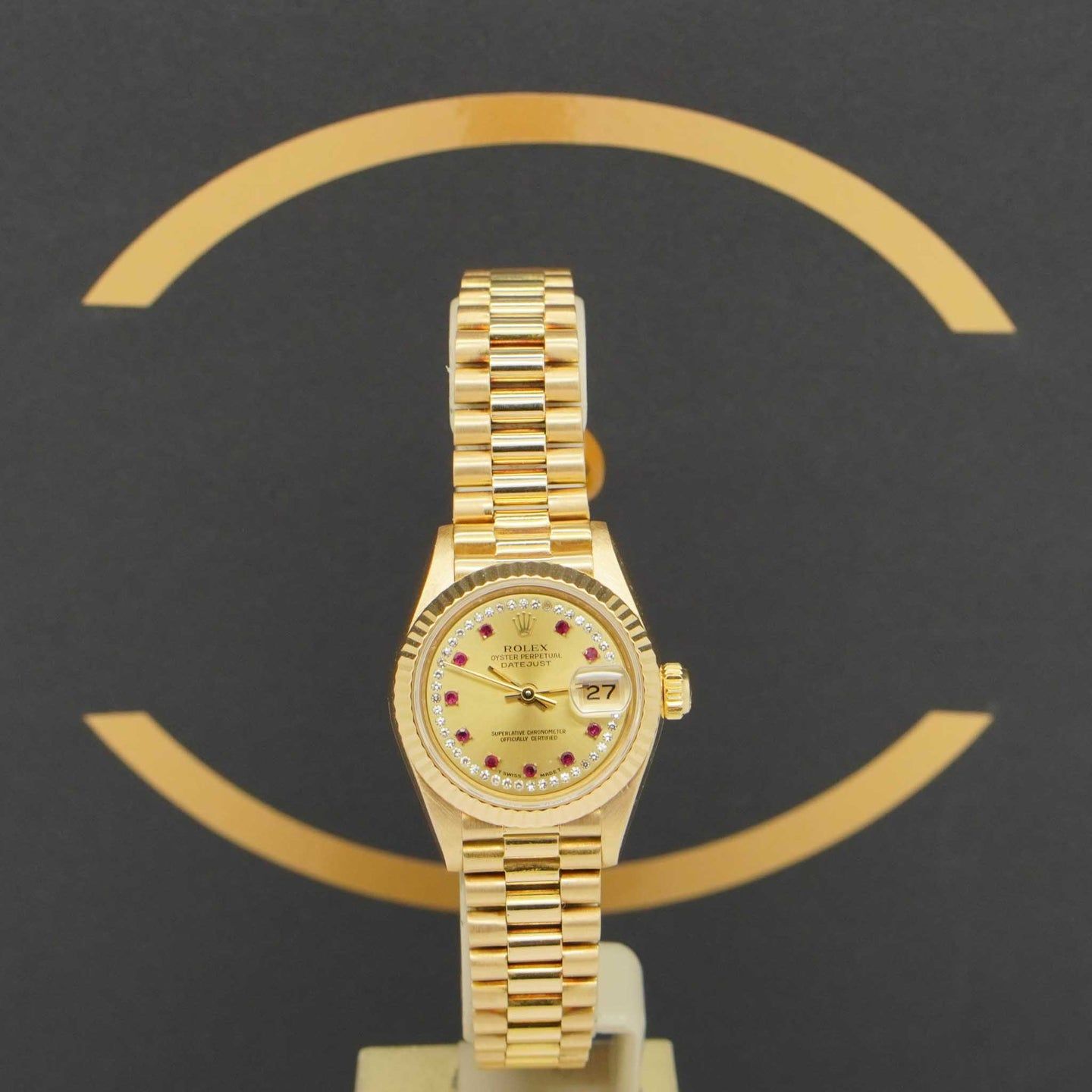 Rolex Lady-Datejust 69178 (1984) - Champagne wijzerplaat 26mm Geelgoud (1/7)
