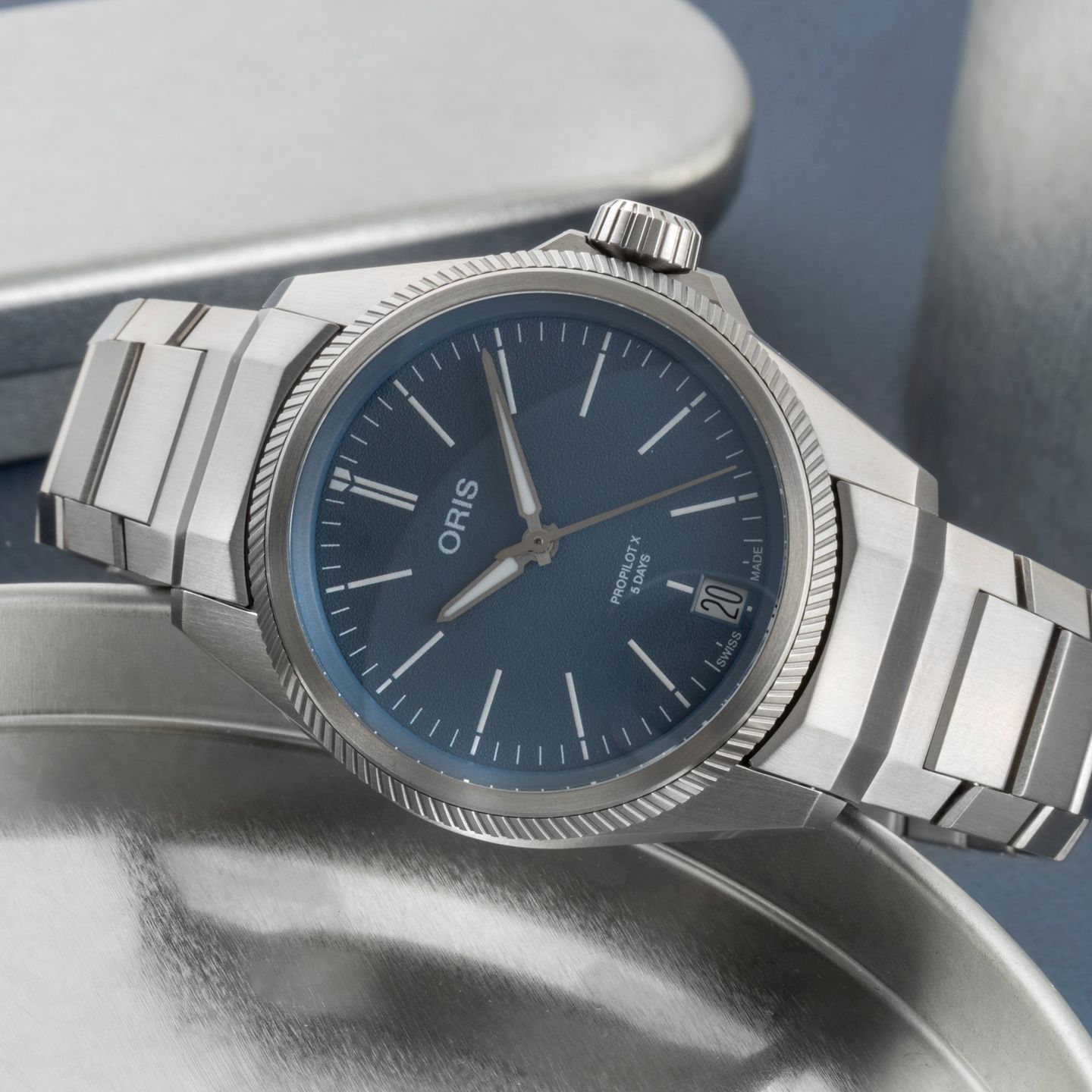 Oris Big Crown ProPilot 01 400 7778 7155-07 7 20 01TLC (Unknown (random serial)) - Blue dial 39 mm Titanium case (2/8)