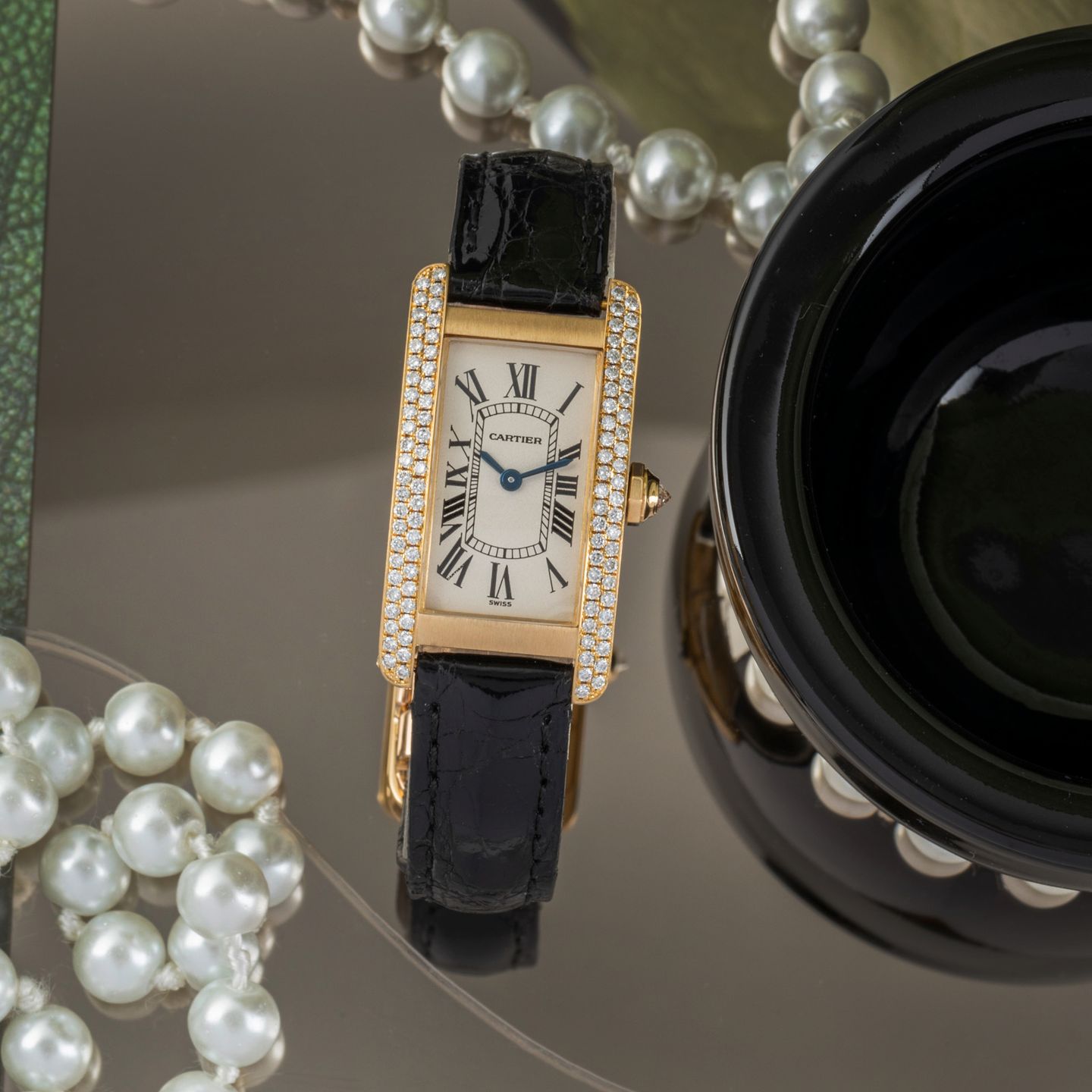 Cartier Tank Américaine WB701251 (Onbekend (willekeurig serienummer)) - Zilver wijzerplaat 19mm Geelgoud (1/8)