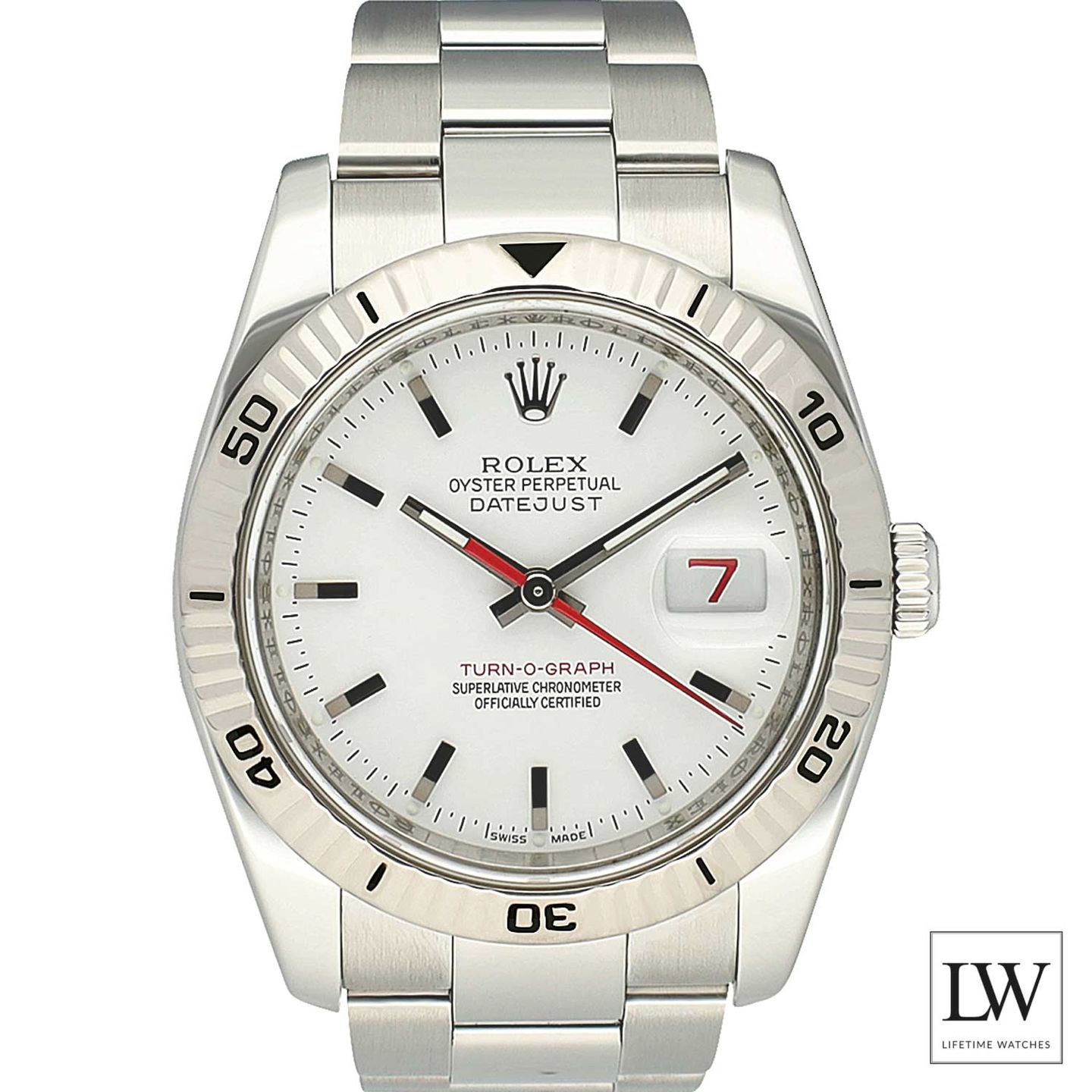 Rolex Datejust Turn-O-Graph 116264 (2007) - White dial 36 mm Steel case (2/8)