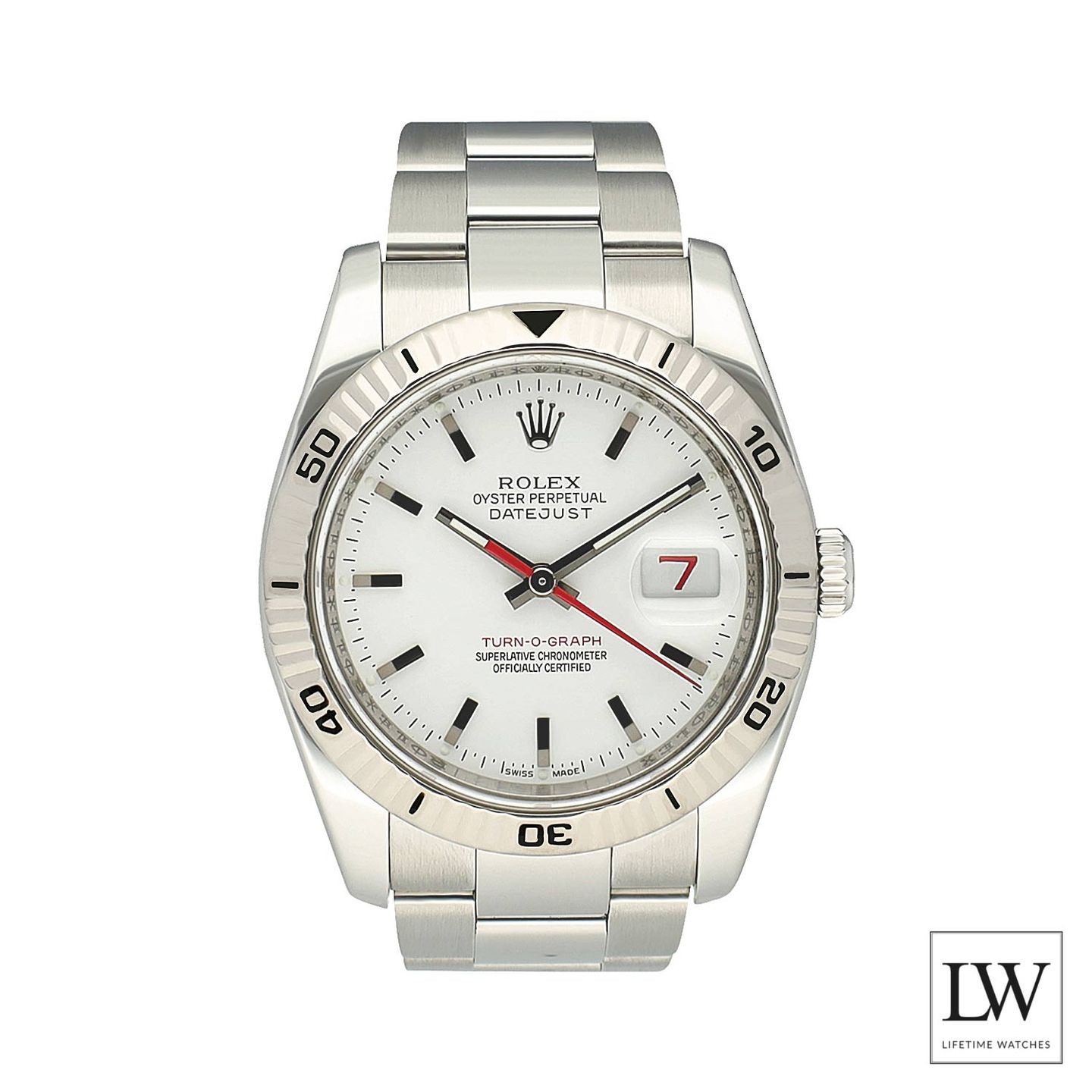 Rolex Datejust Turn-O-Graph 116264 (2007) - White dial 36 mm Steel case (3/8)