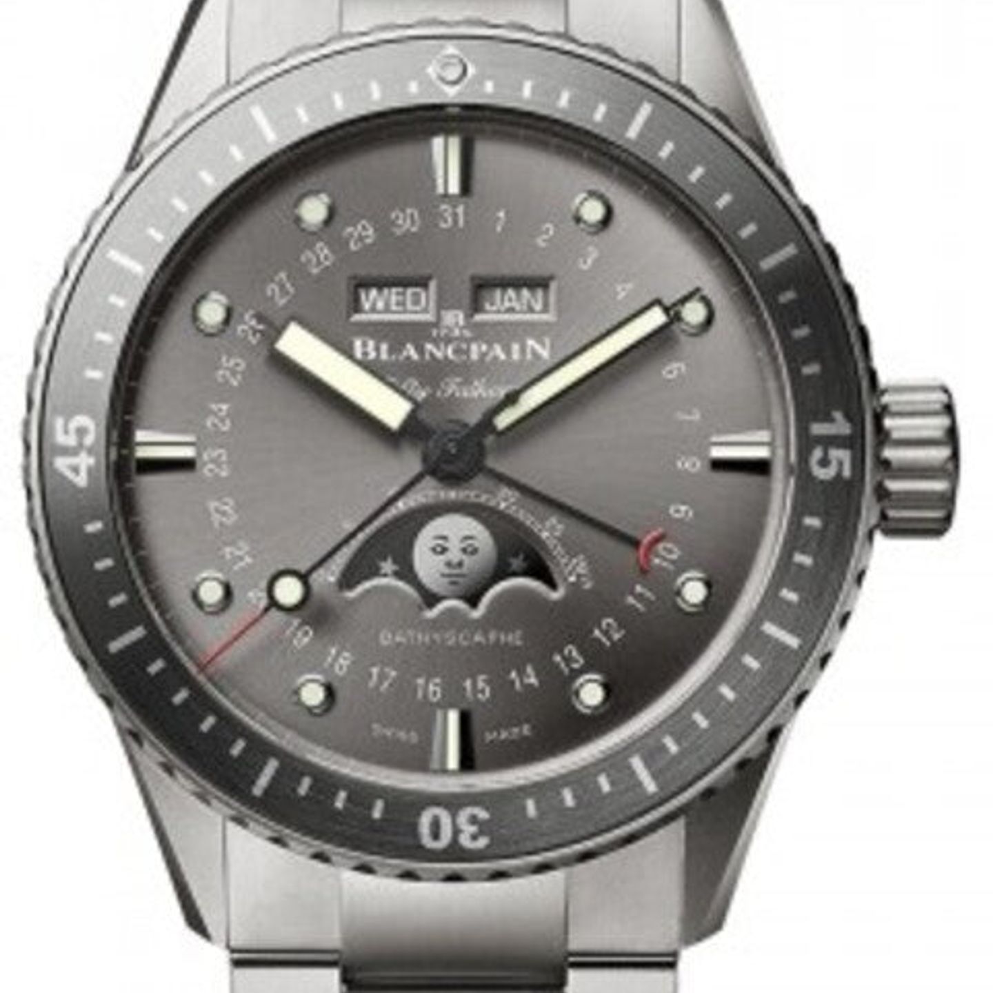 Blancpain Fifty Fathoms Bathyscaphe 5054-1210-98S (2025) - Grijs wijzerplaat 44mm Titanium (1/1)