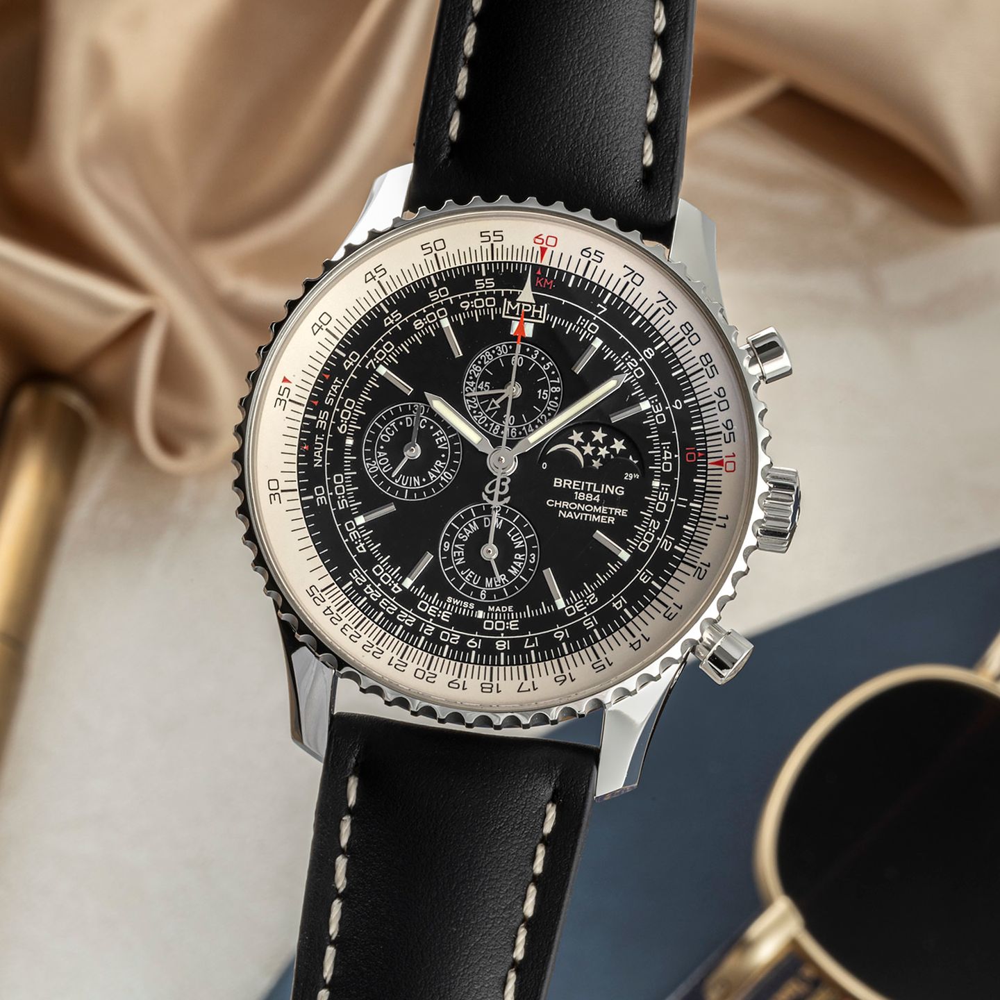 Breitling Navitimer 1461 A1938021/BD20/441X (2014) - Zwart wijzerplaat 48mm Staal (3/8)