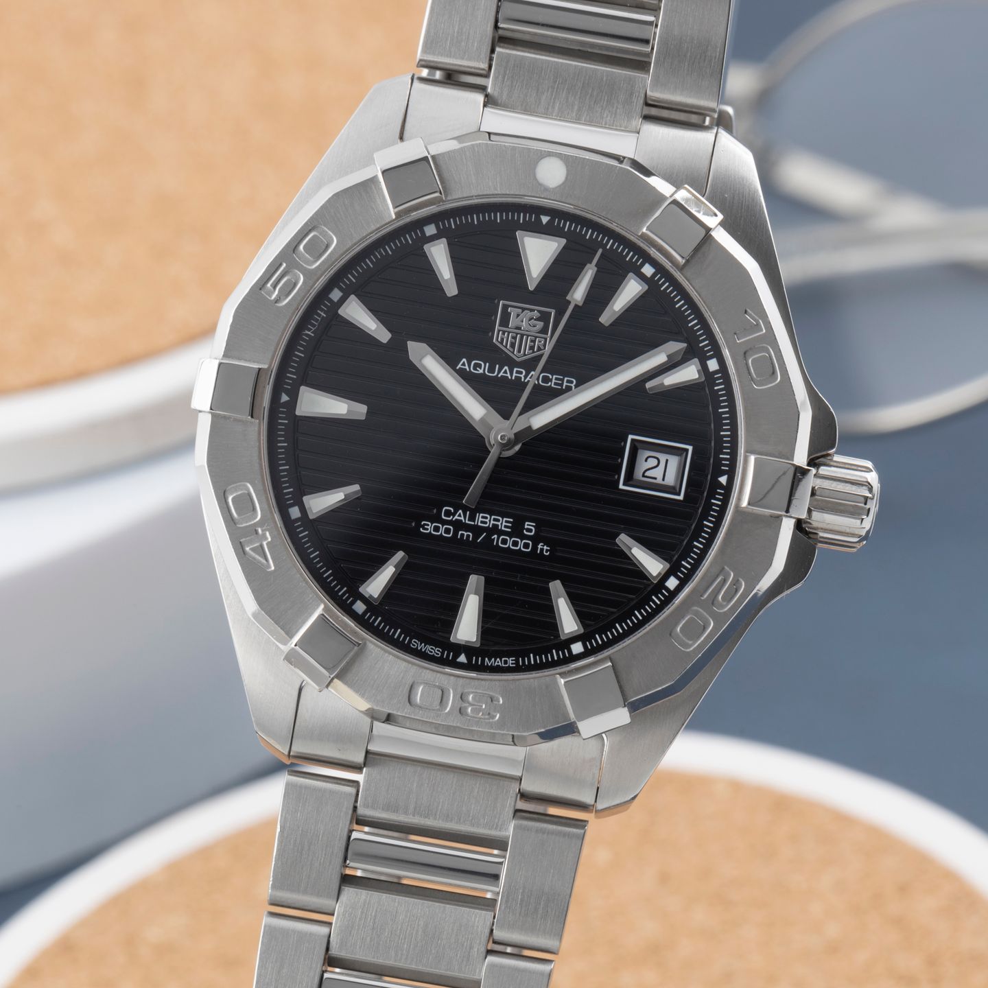 TAG Heuer Aquaracer 300M WAY2110 (2015) - Black dial 41 mm Steel case (3/8)