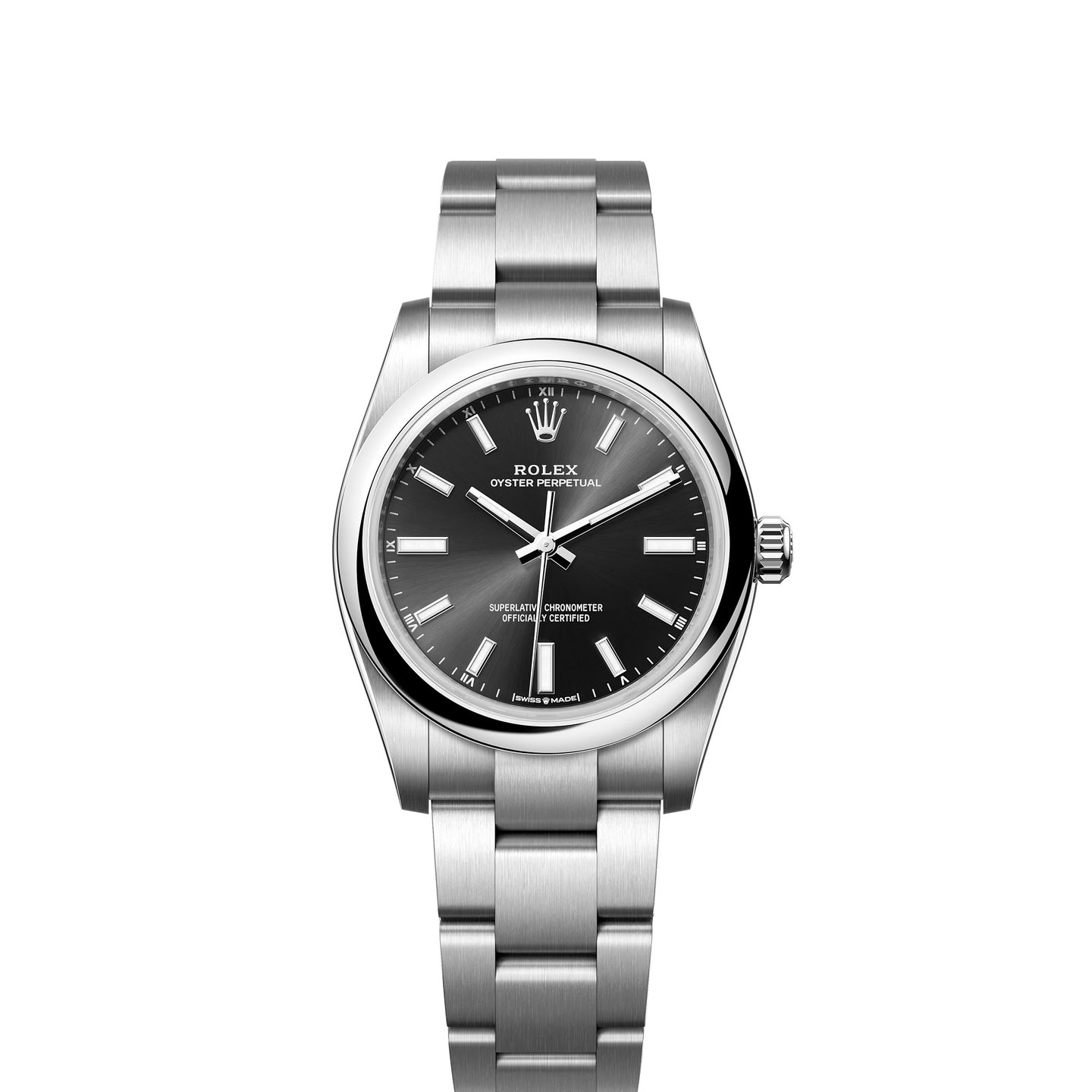 Rolex Oyster Perpetual 34 124200 (2022) - Zwart wijzerplaat 28mm Staal (1/8)