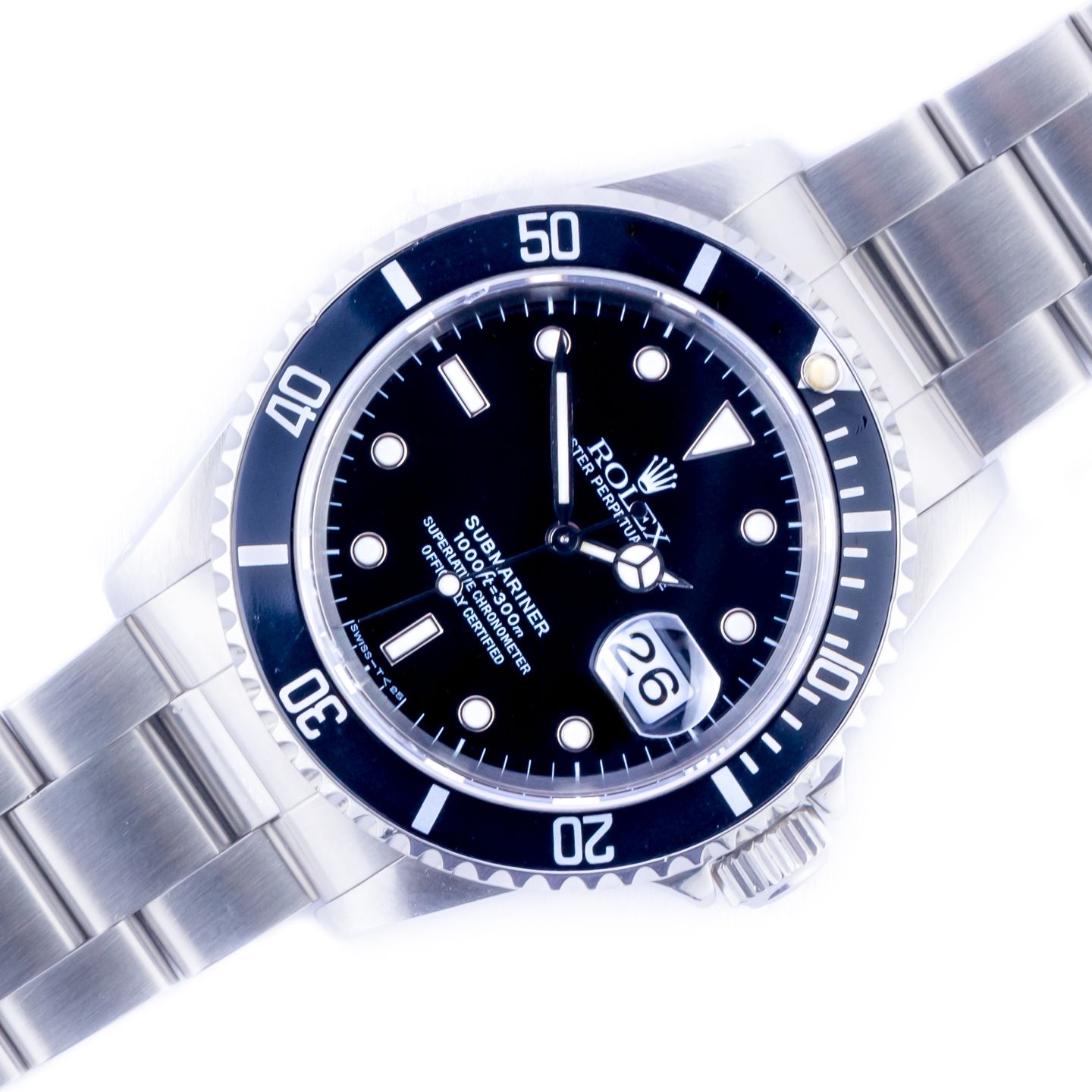 Rolex Submariner Date 16610 (1995) - Zwart wijzerplaat 40mm Staal (1/8)