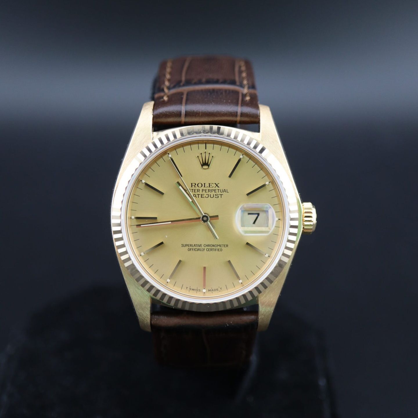 Rolex Datejust 36 16018 (Unknown (random serial)) - Champagne dial 36 mm Yellow Gold case (1/6)