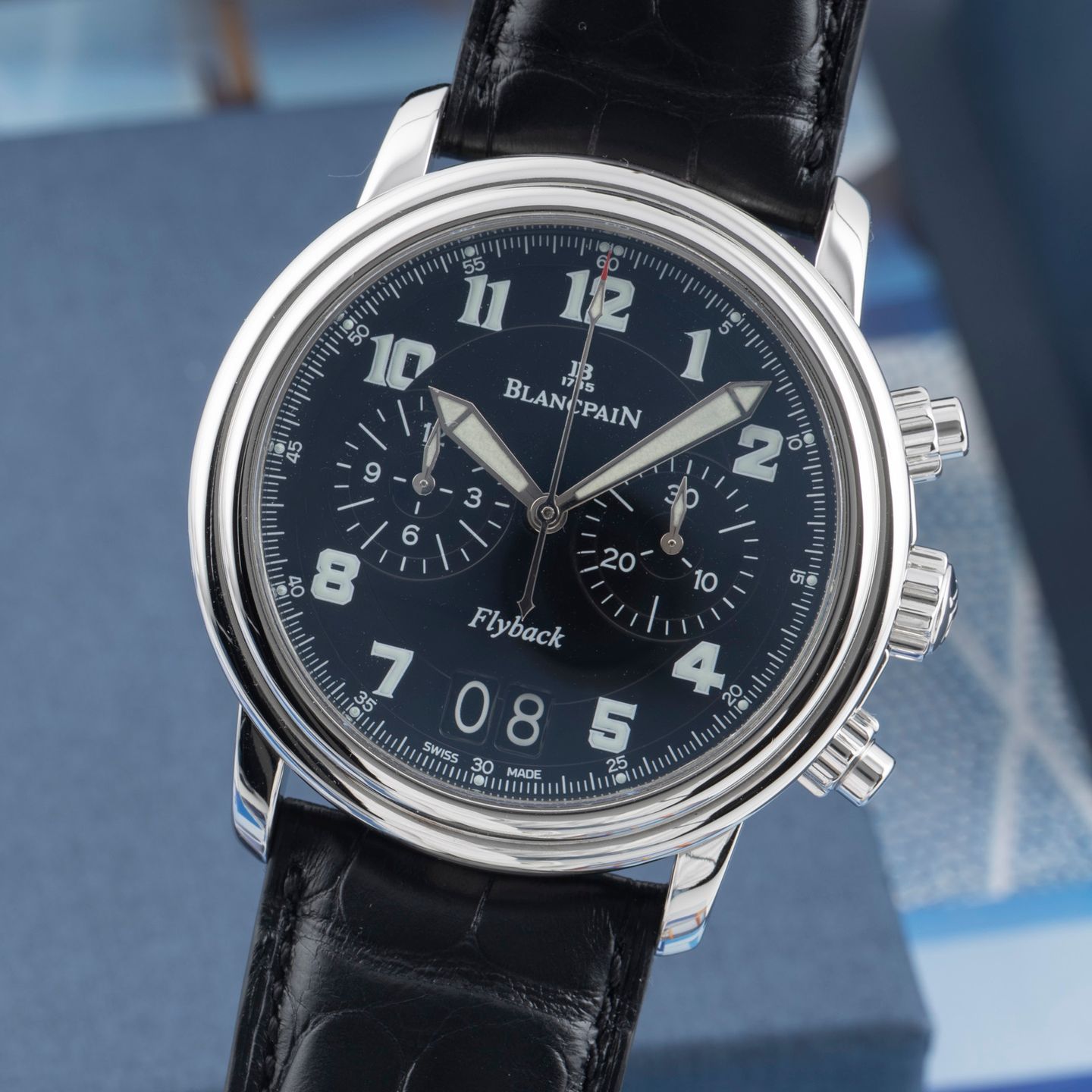 Blancpain Léman Fly-Back 2885F-1130-53B (2010) - Black dial 41 mm Steel case (3/8)